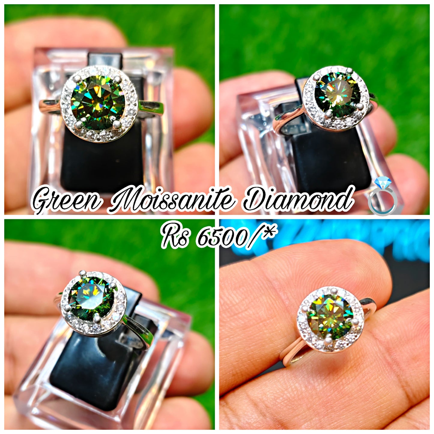 Green Moissanite Diamond Ring