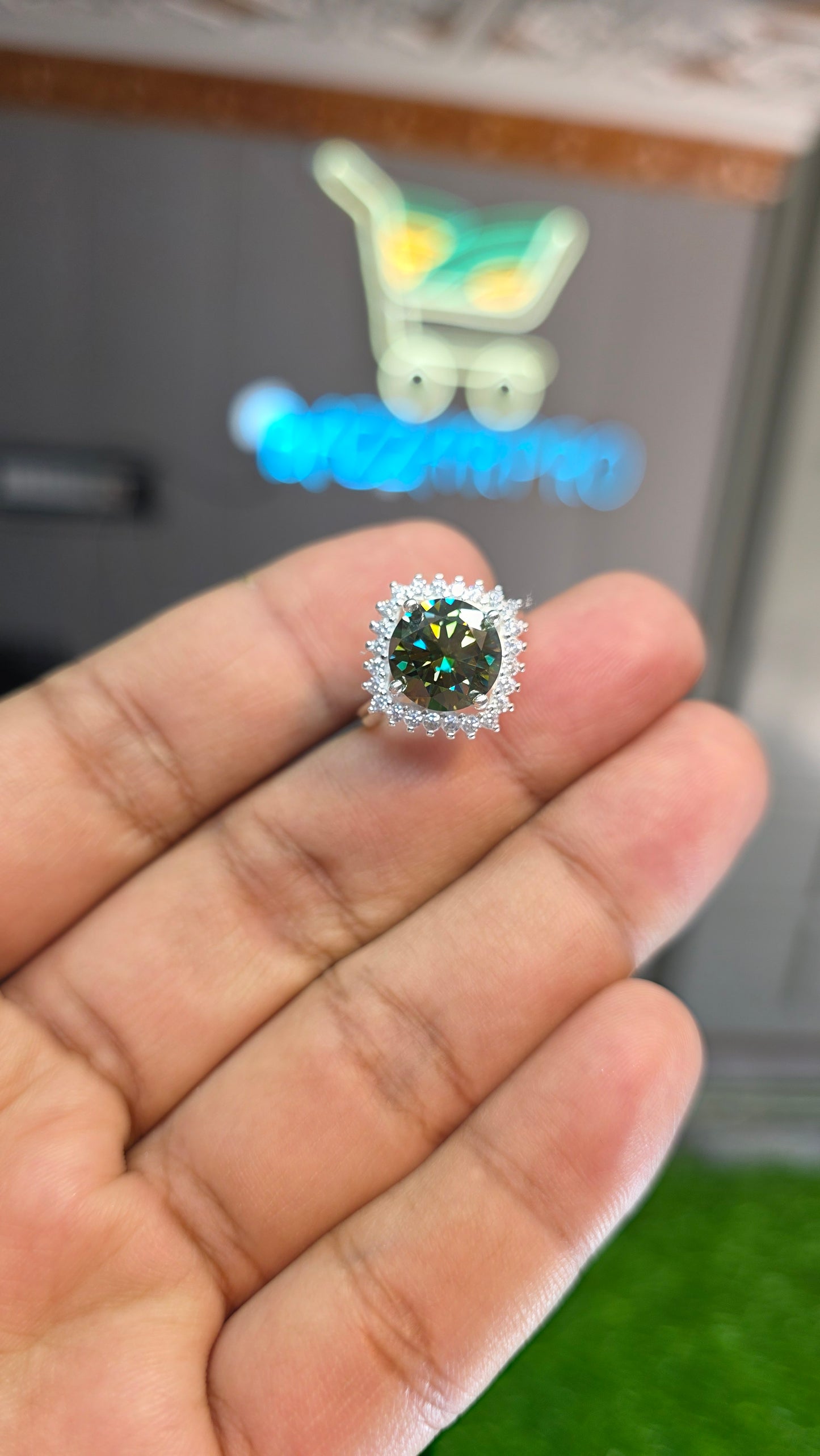Premium Quality Green Moissanite Ring (Ladies)