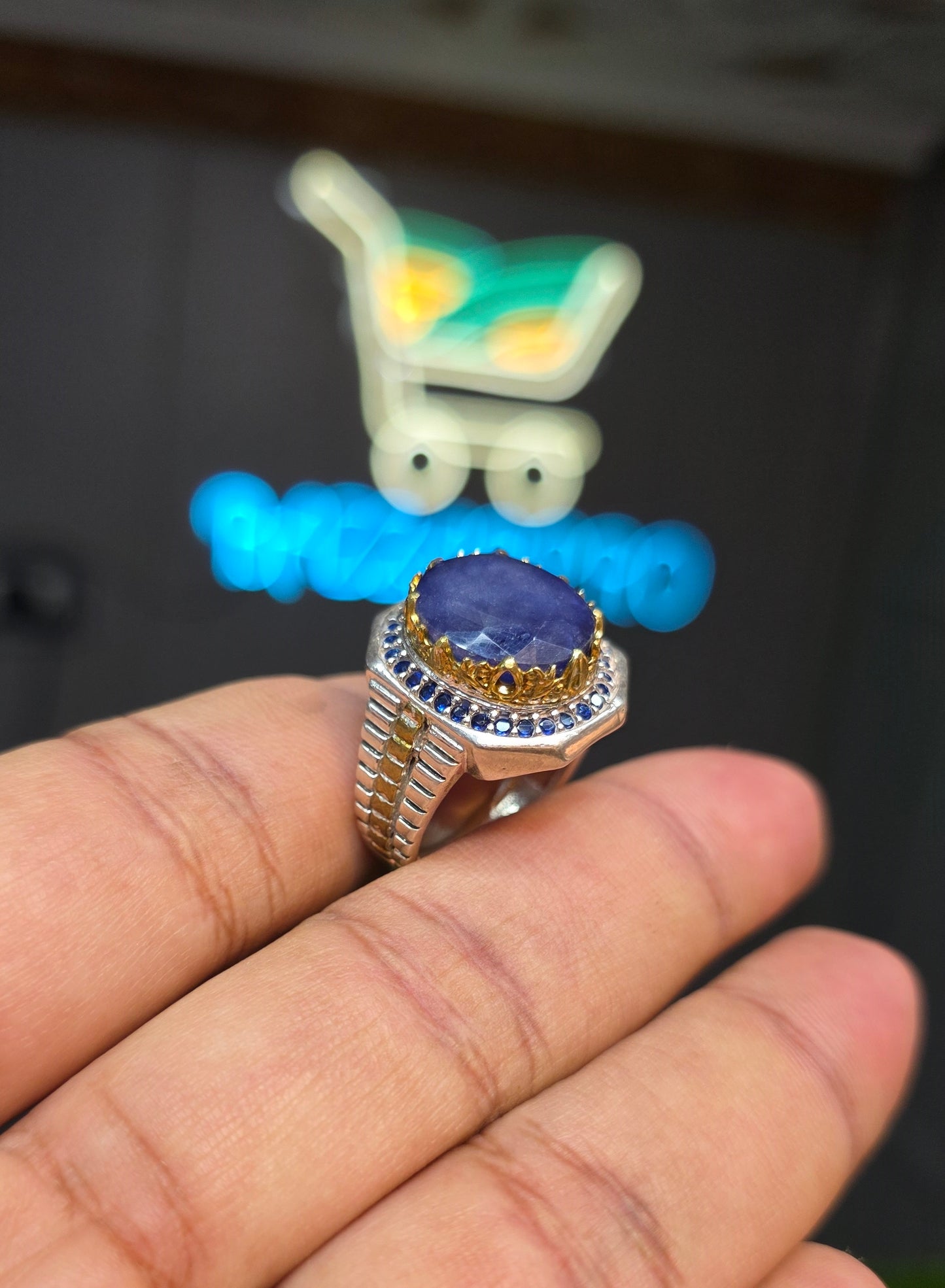 Premium Quality Vintage Style Blue Sapphire Ring