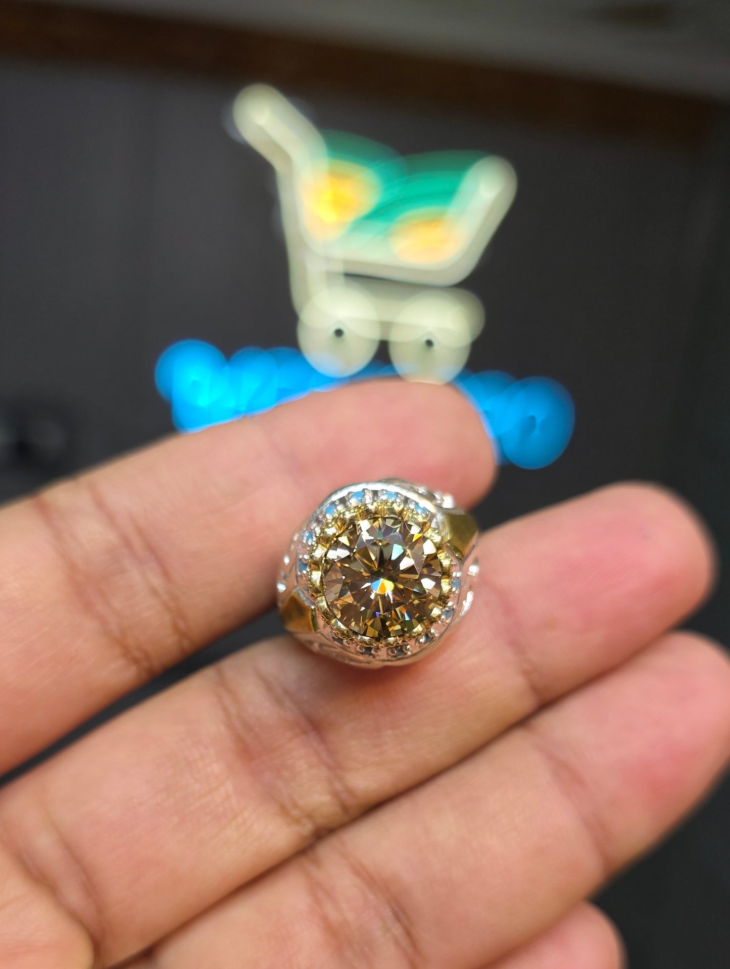 Premium Quality Vintage Style Golden Moissanite Ring