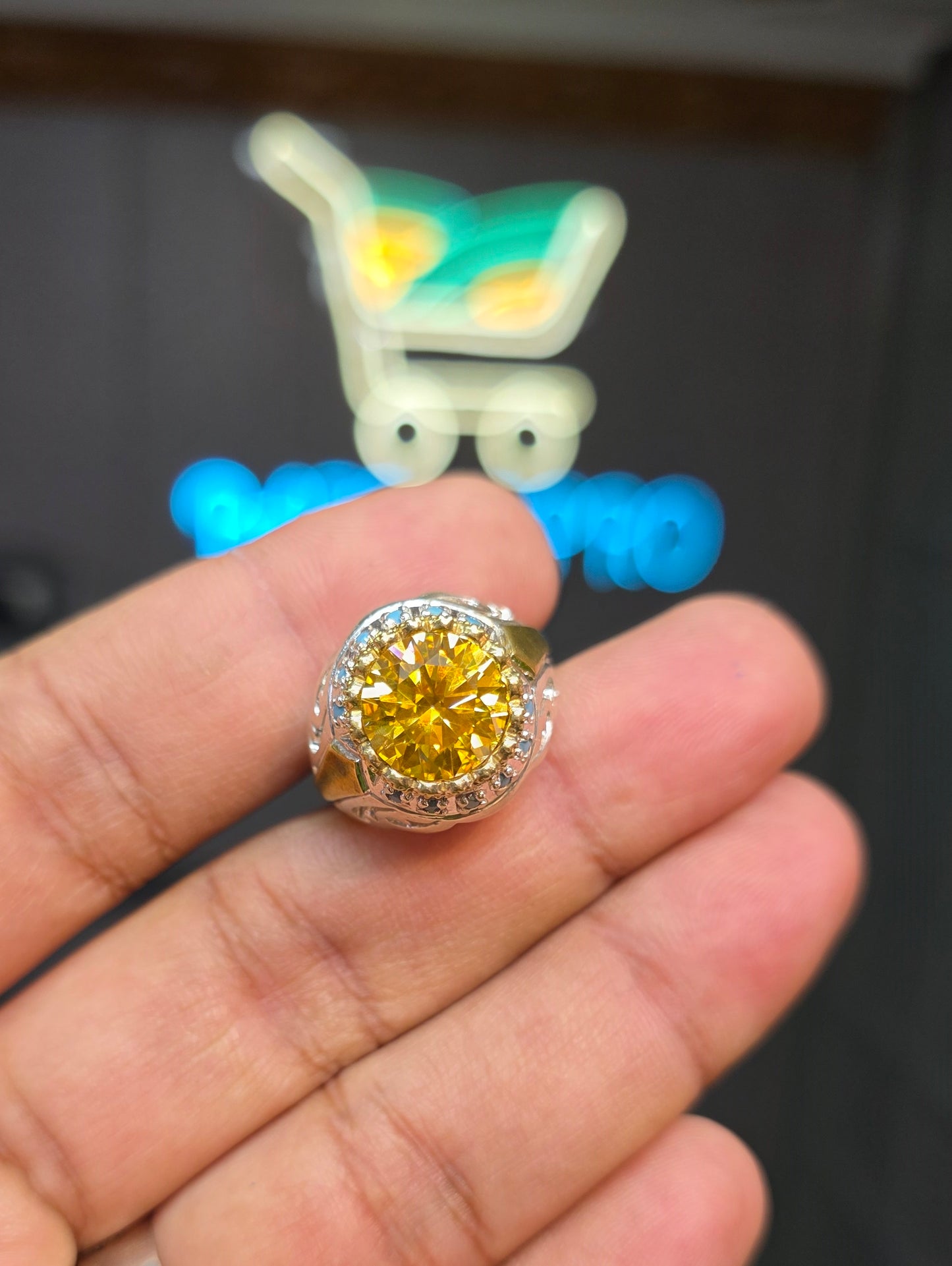 Premium Quality Vintage Style Yellow Moissanite Ring