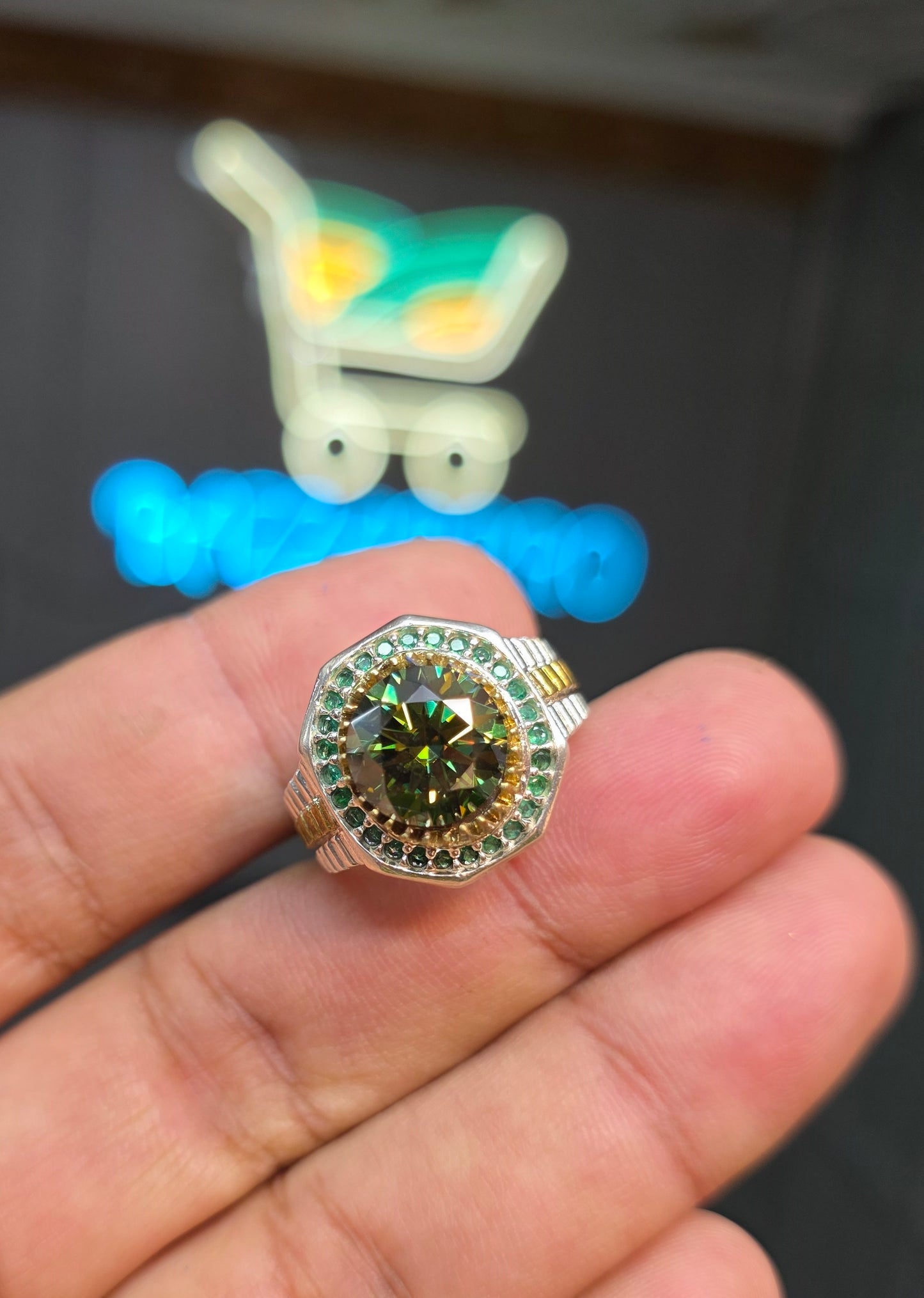Premium Quality Rolex Style Green Moissanite Ring