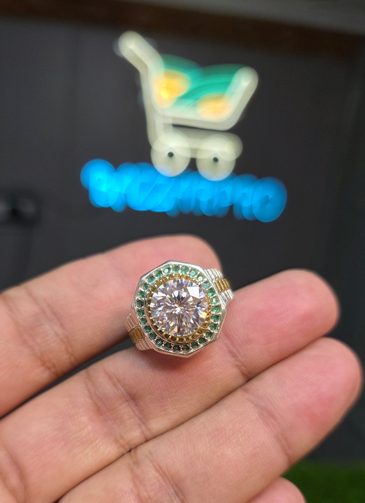 Premium Quality Rolex Style White Moissanite Ring