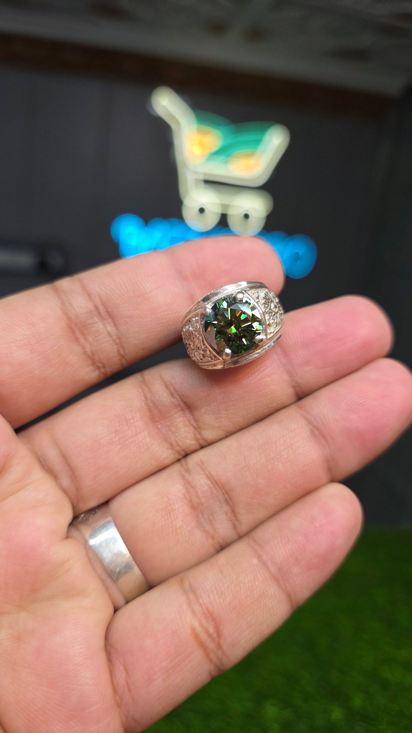 Premium Quality Green Moissanite Ring