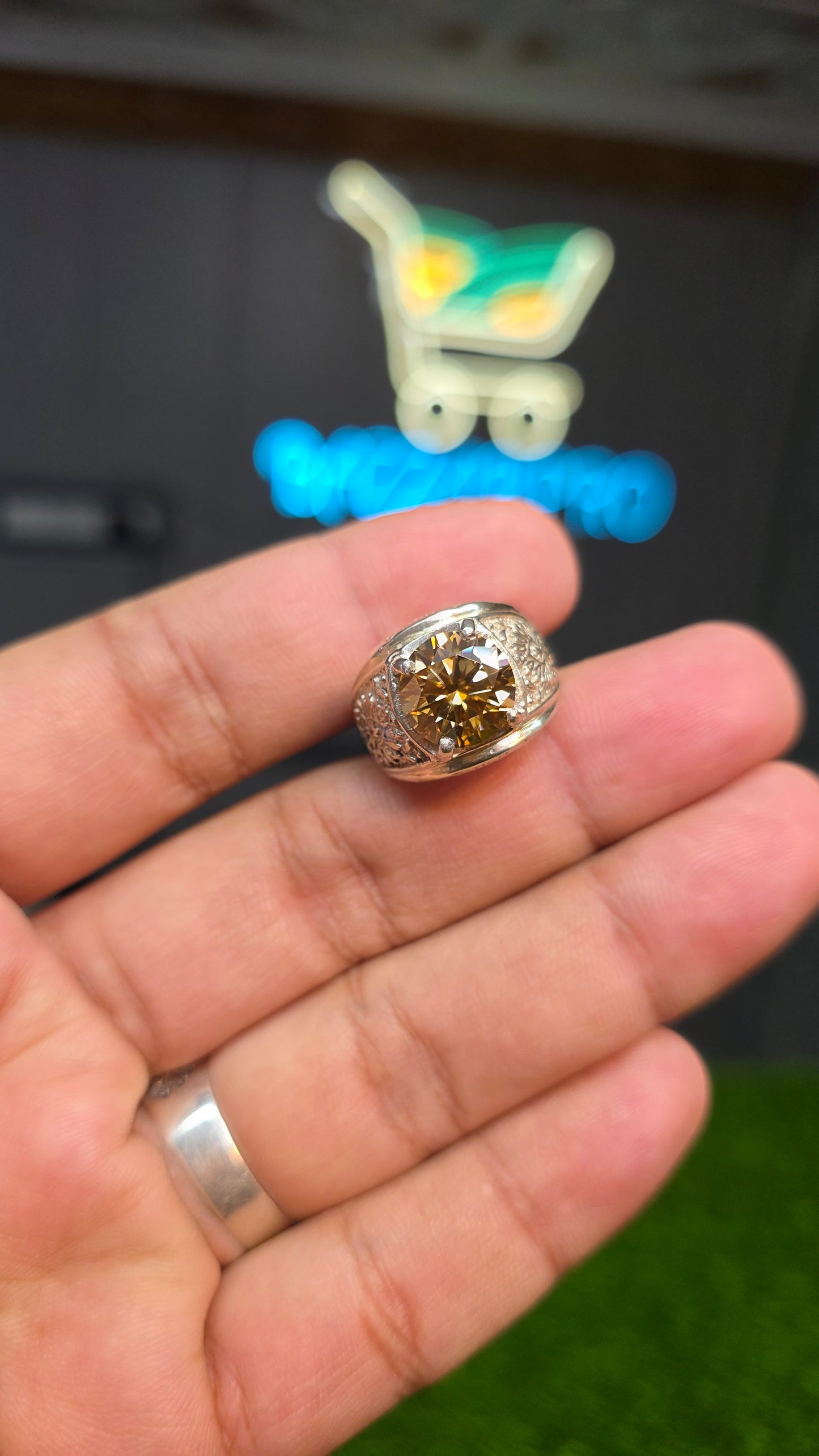 Premium Quality Golden Moissanite Ring