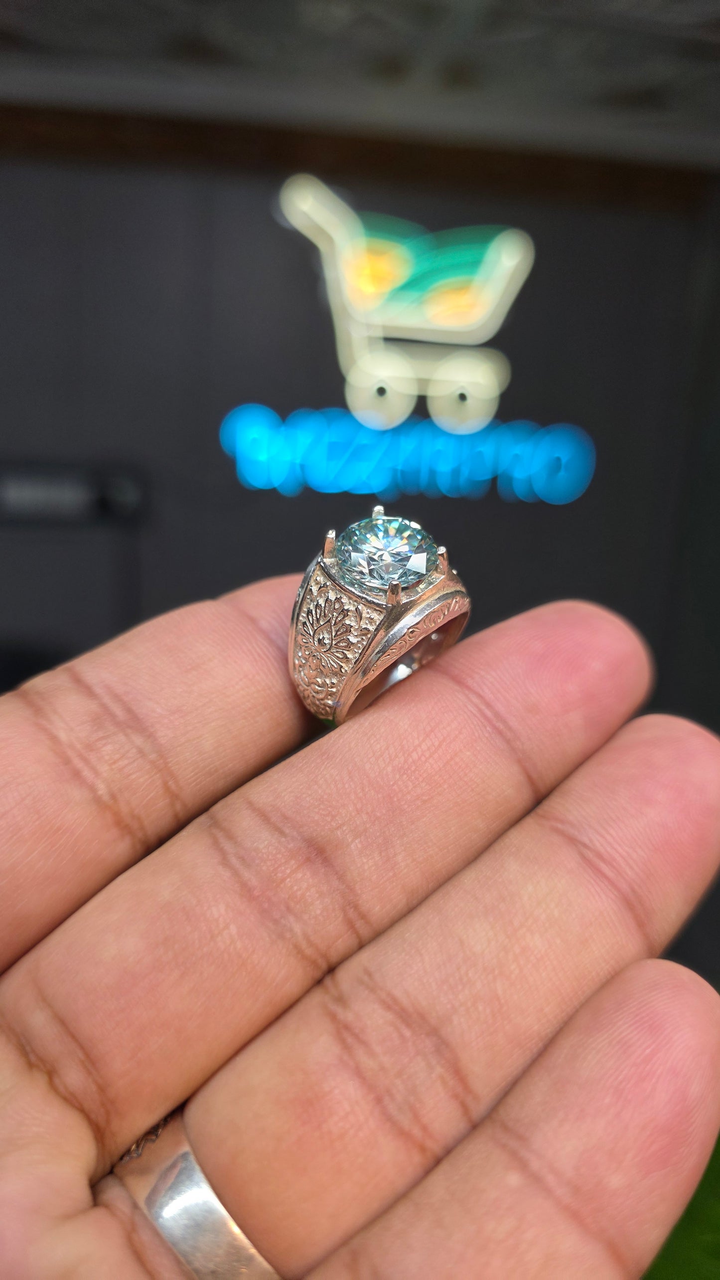 Premium Quality Aqua Moissanite Ring