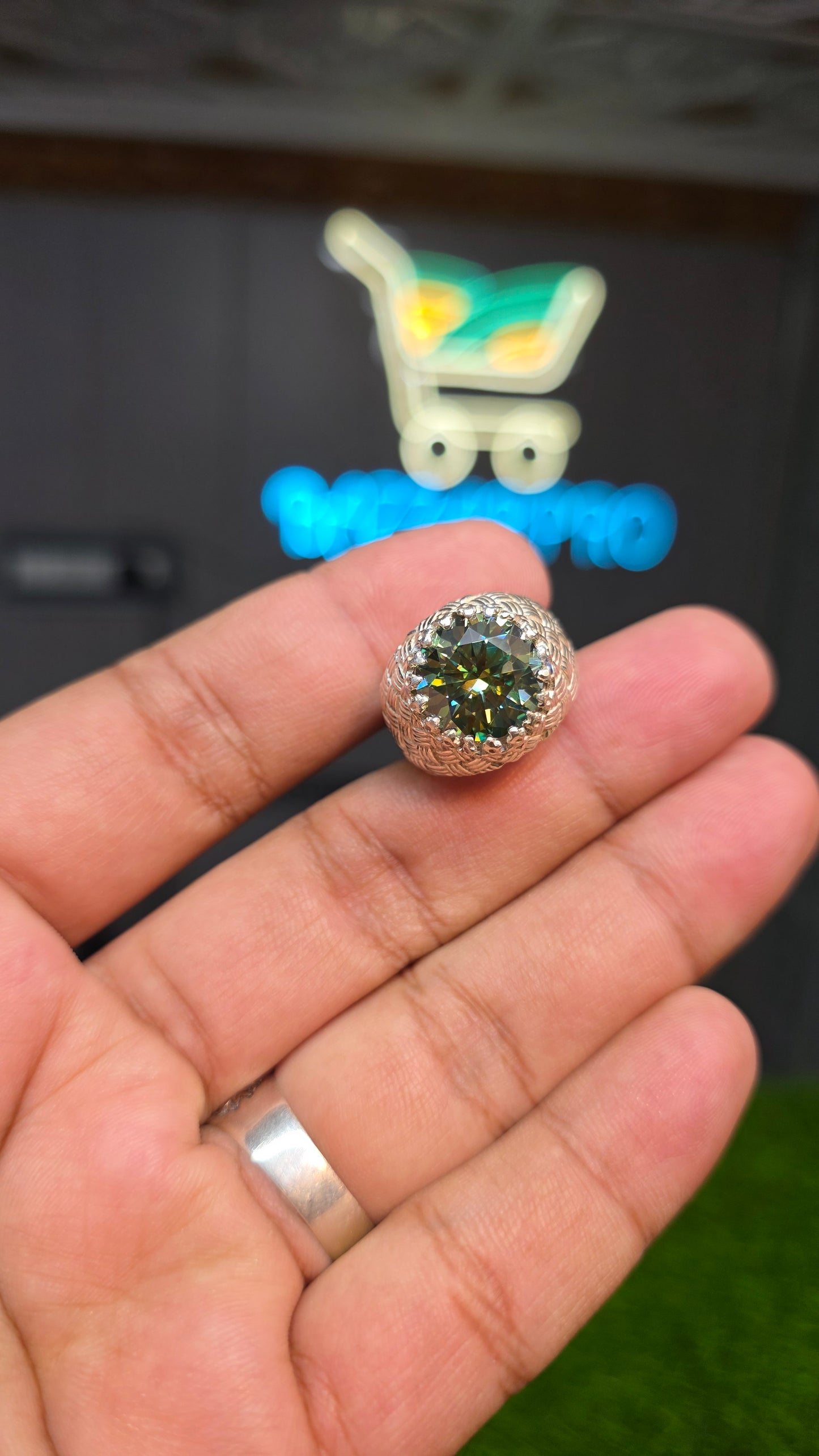 Premium Quality Green Moissanite Ring