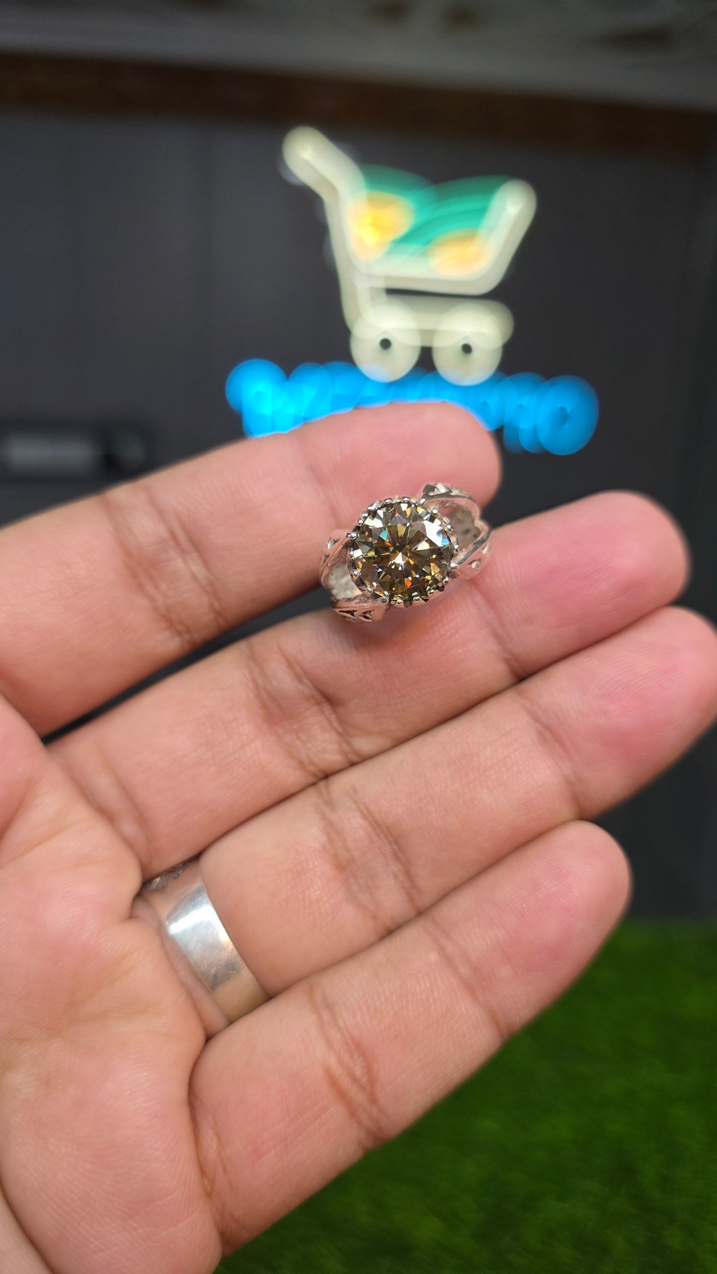 Premium Quality Light Golden Moissanite Ring
