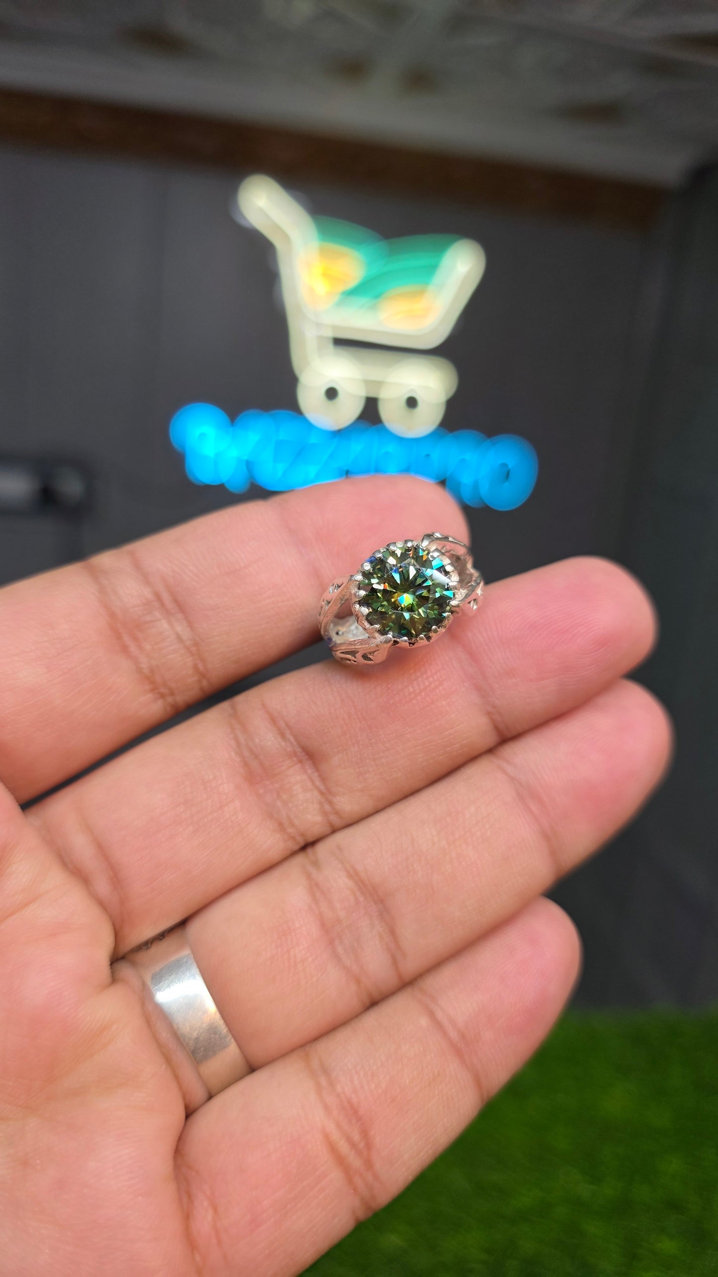 Premium Quality Green Moissanite Ring