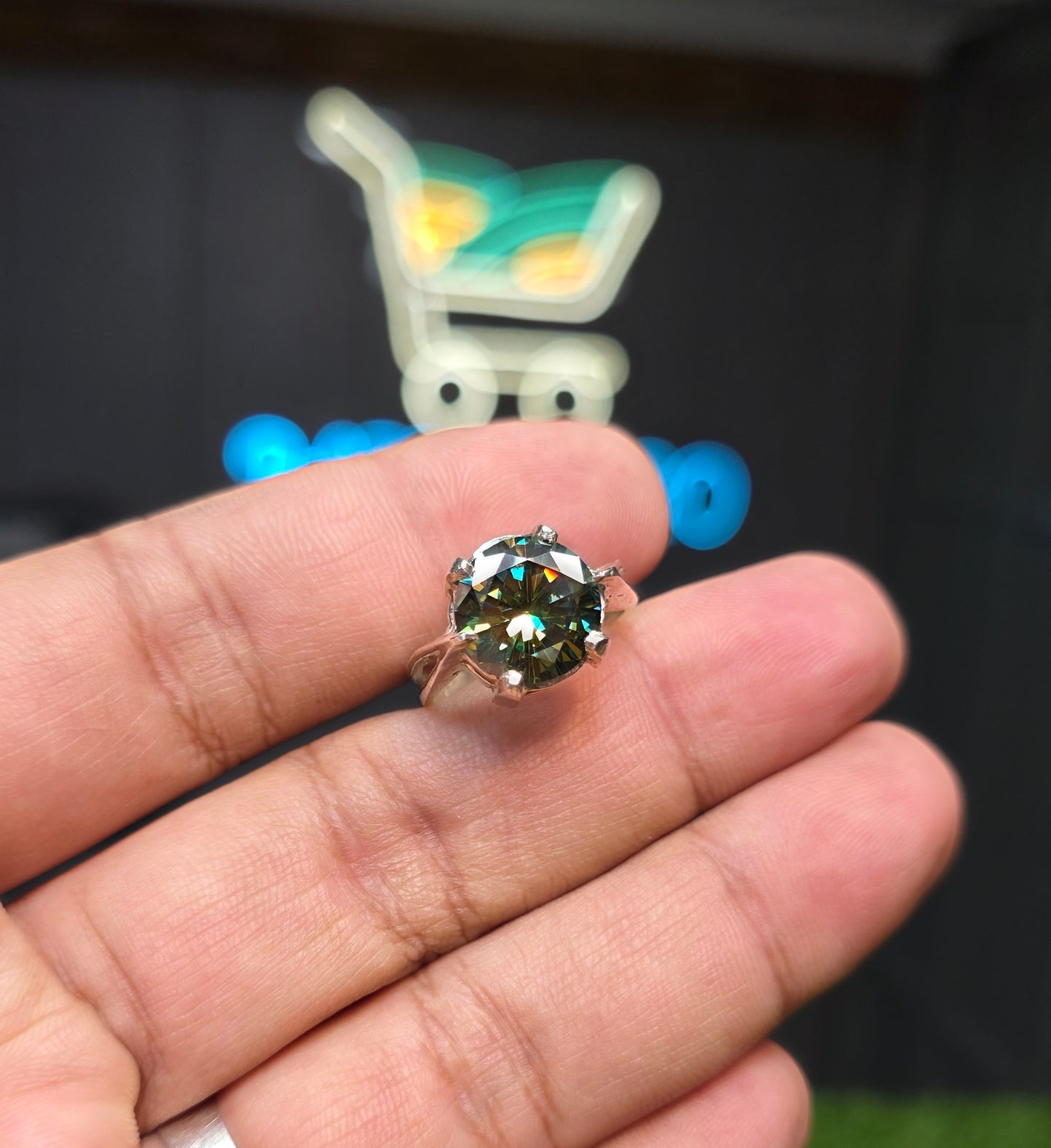 Premium Quality Green Moissanite Ring