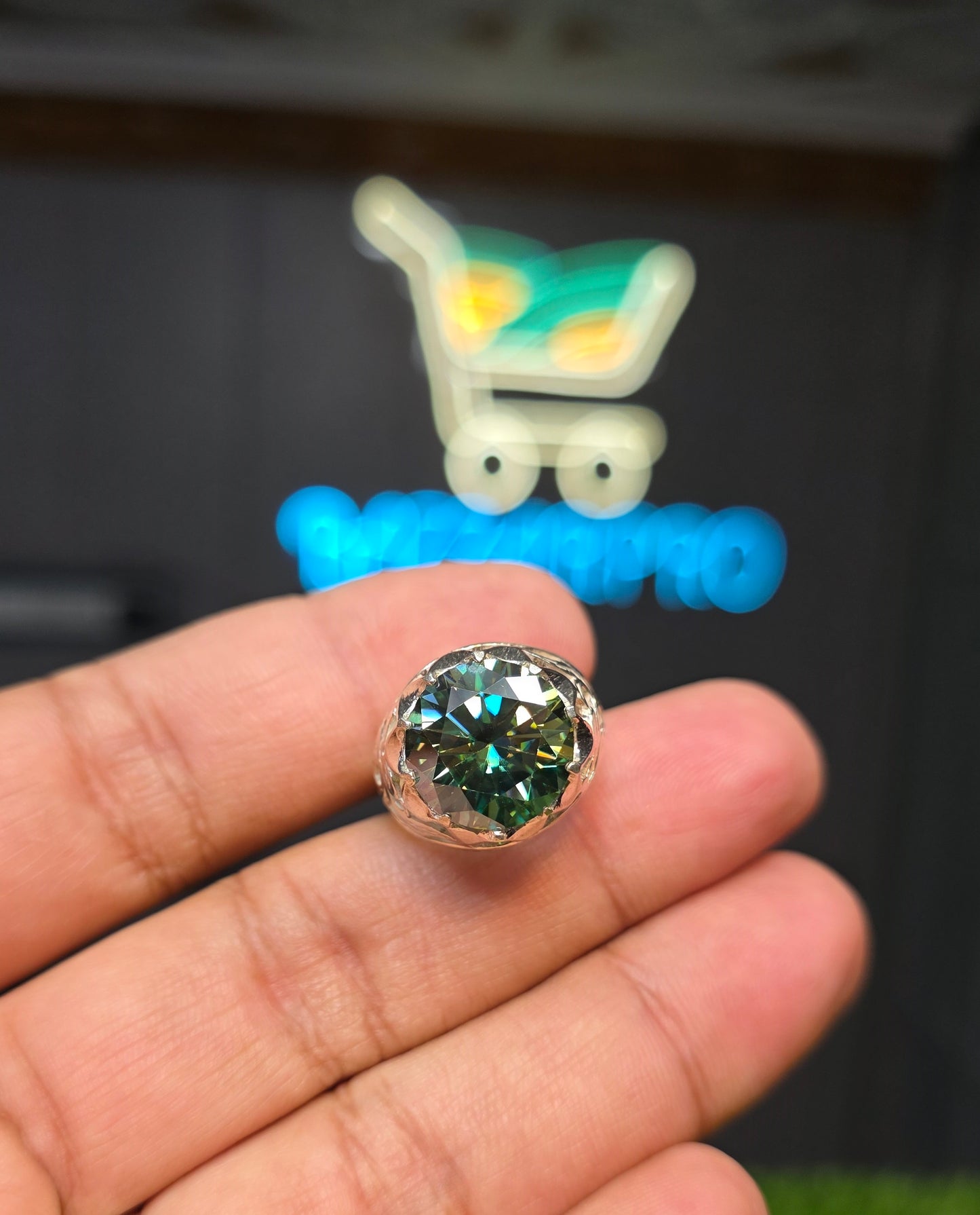 Premium Quality Green Moissanite Ring