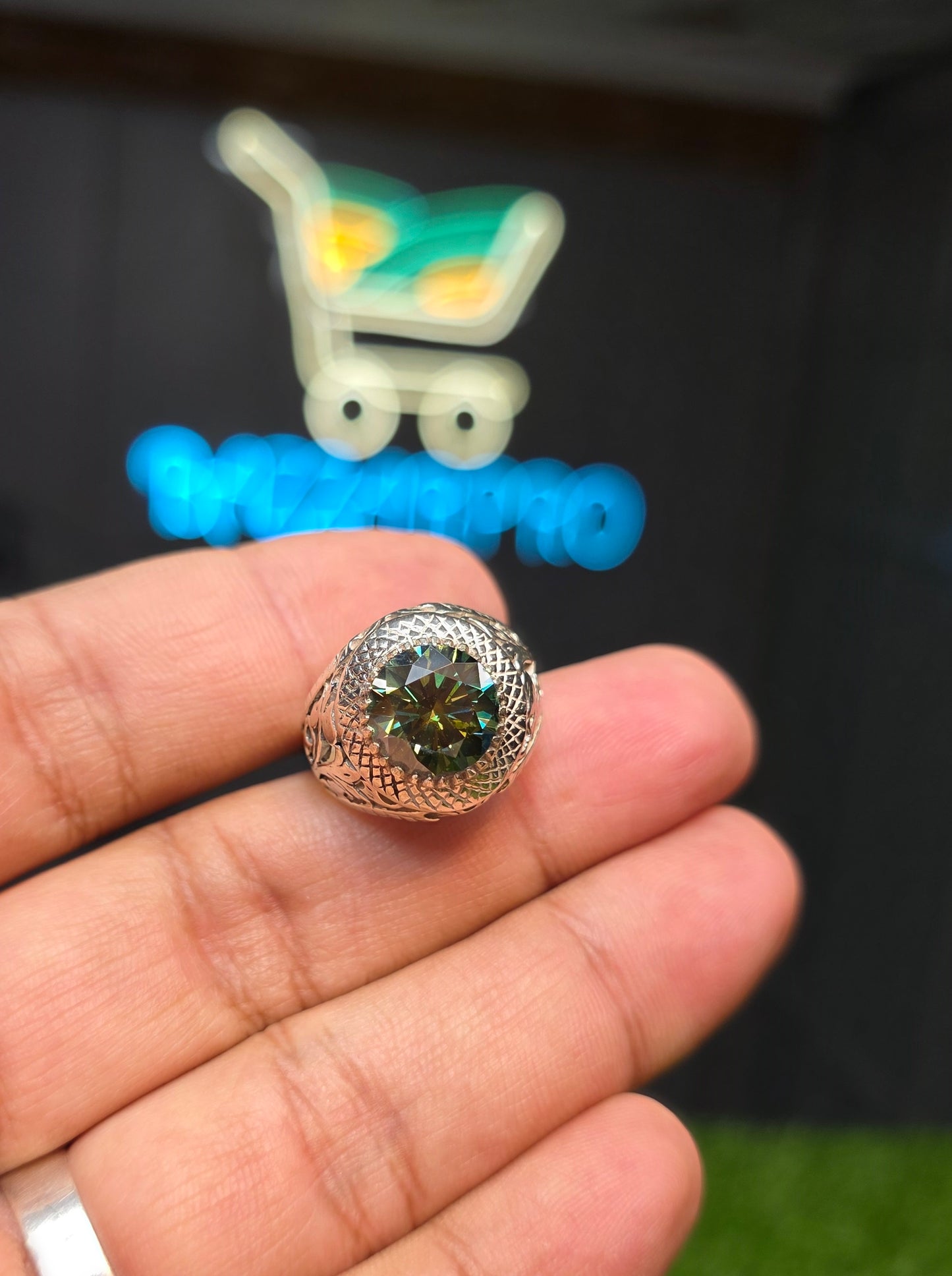Premium Quality Green Moissanite Ring