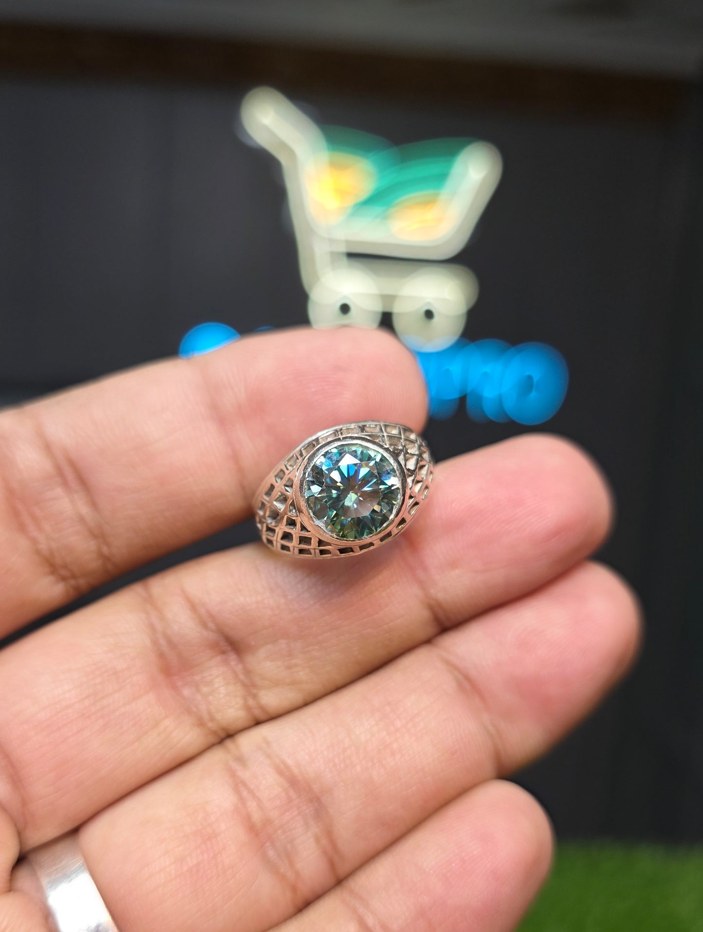 Premium Quality Green Moissanite Ring