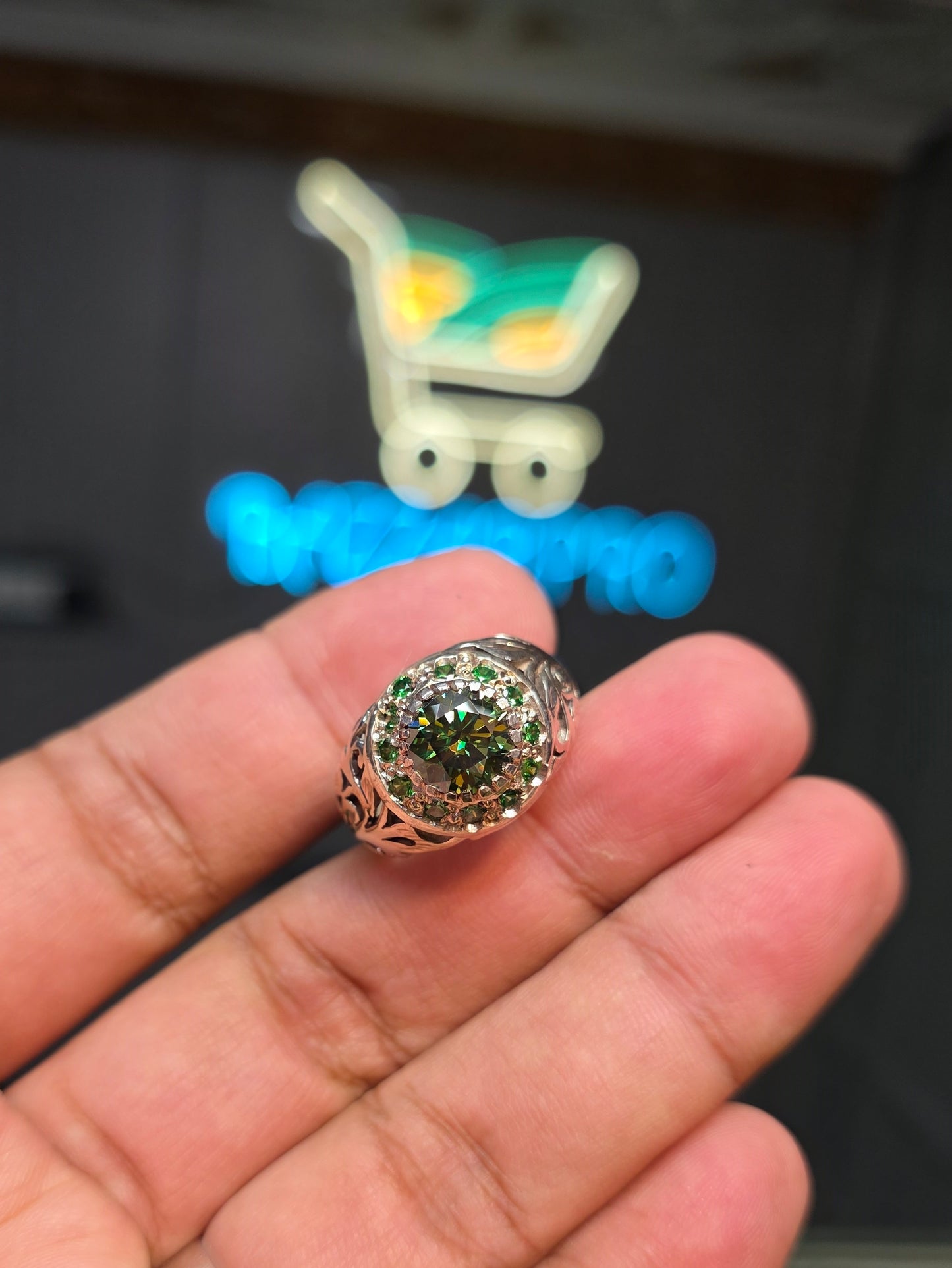 Premium Quality Green Moissanite Ring