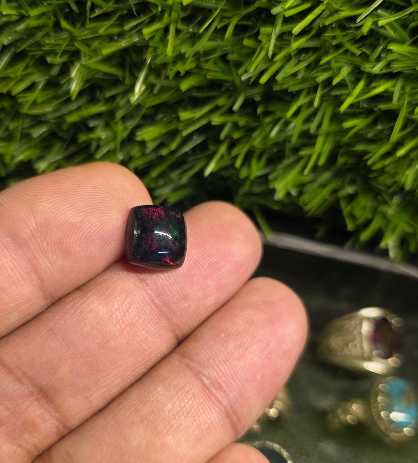 Natural Black Full Fire Opal Stone With Lab Certificate