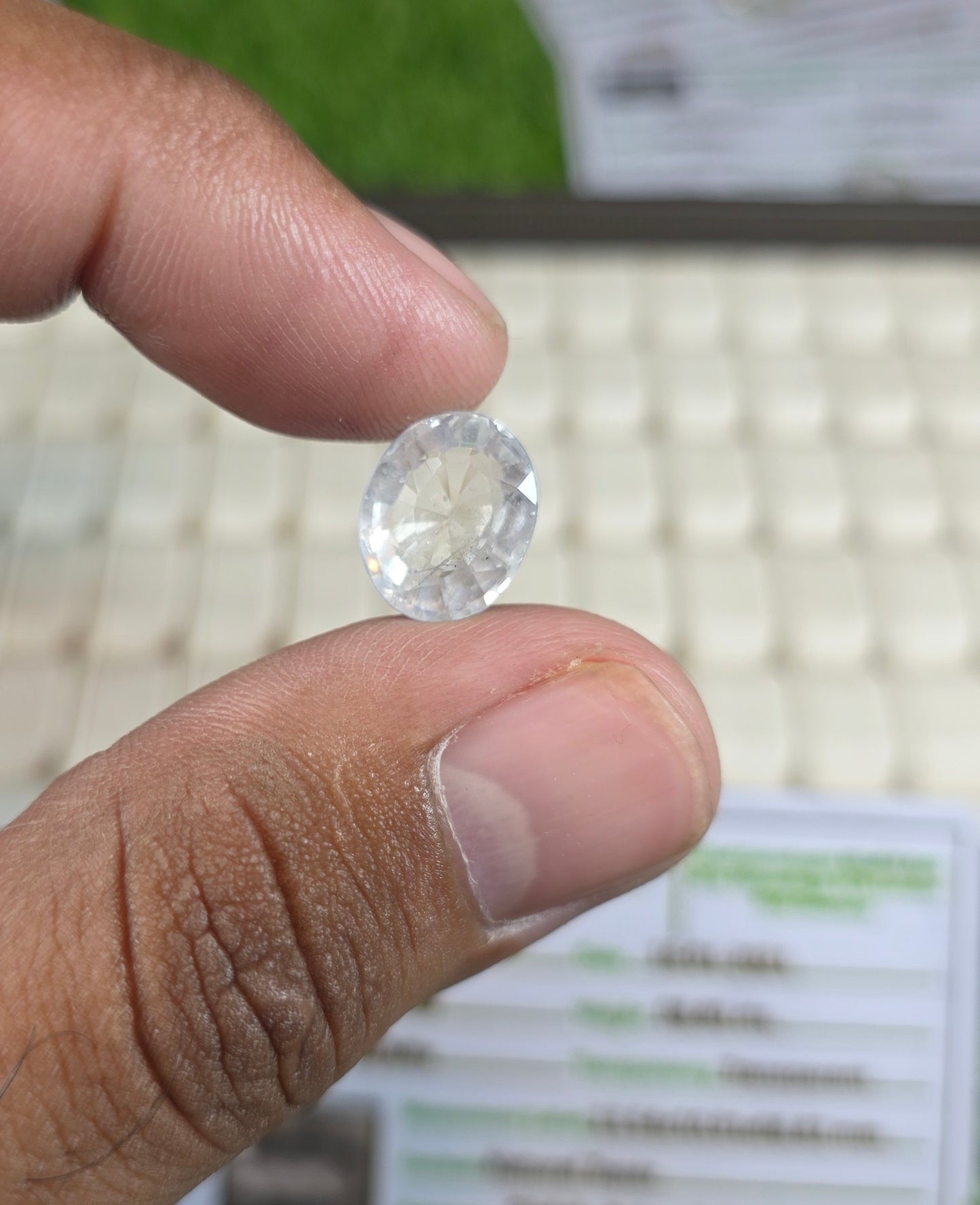 Natural White Pukhraj Stone With Lab Certificate