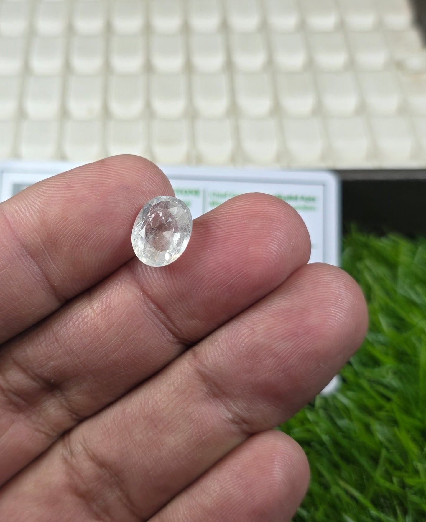 Natural White Pukhraj Stone With Lab Certificate