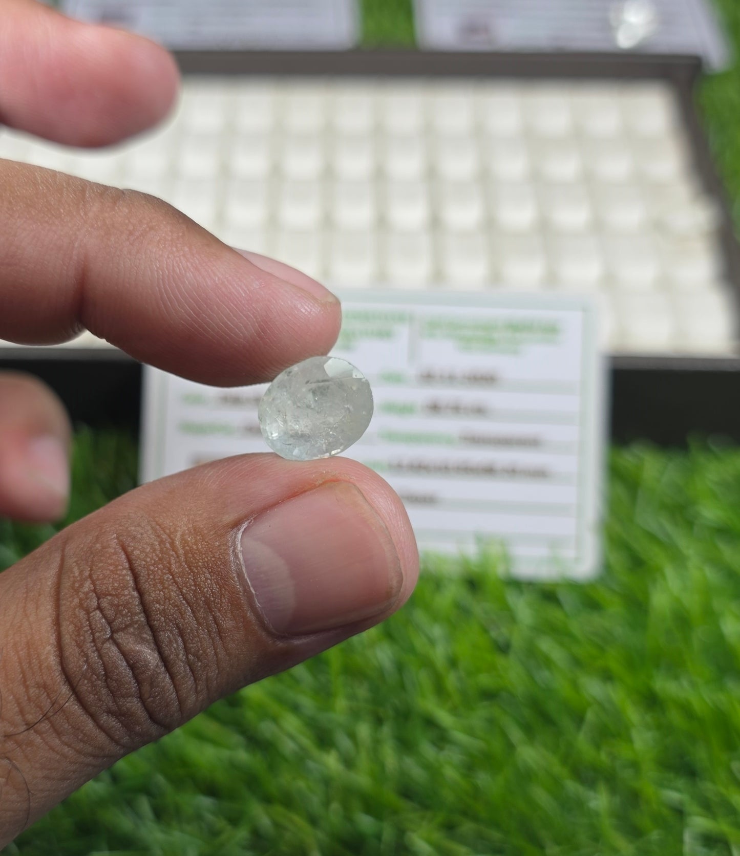 Natural White Pukhraj Stone With Lab Certificate