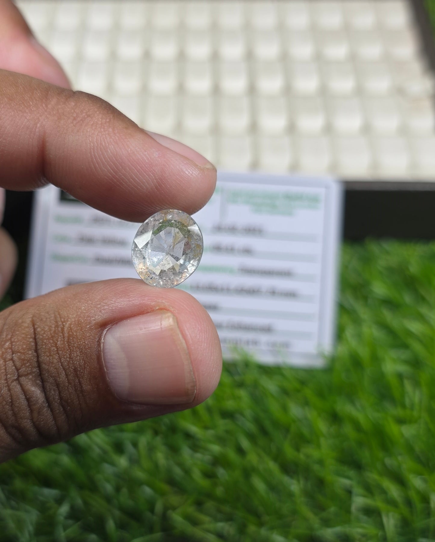 Natural White Pukhraj Stone With Lab Certificate
