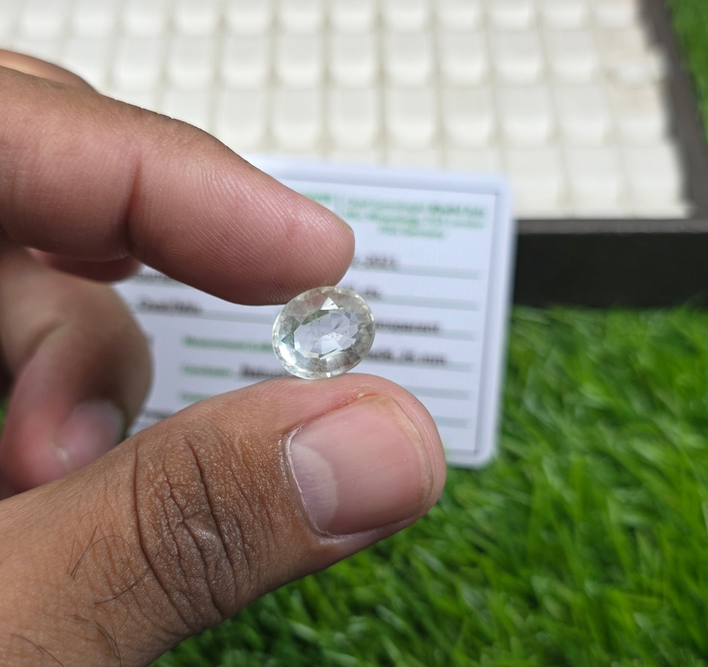 Natural White Pukhraj Stone With Lab Certificate