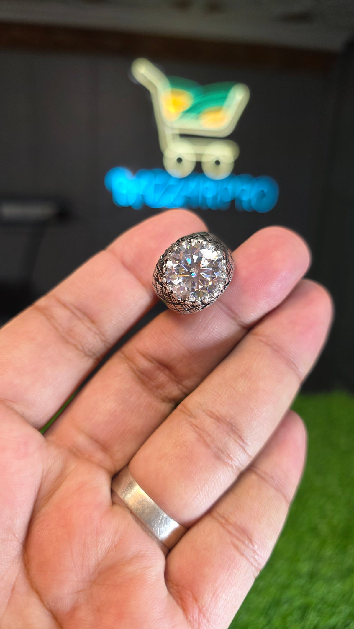 White Moissanite Diamond Ring