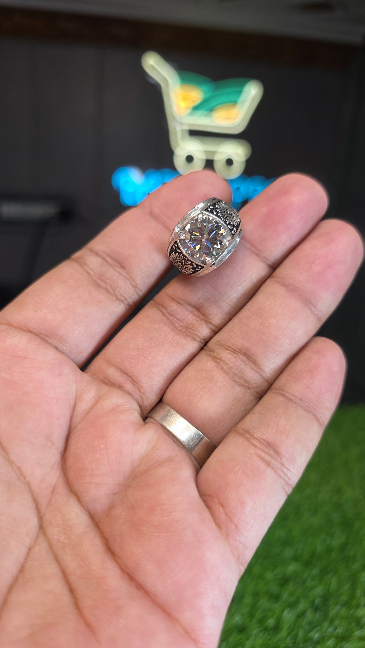 Smoky Moissanite Diamond Ring