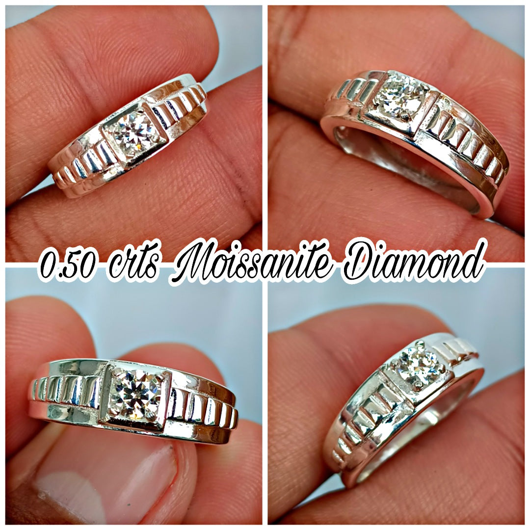 0.50 CRT Moissanite diamond ring Pure silver