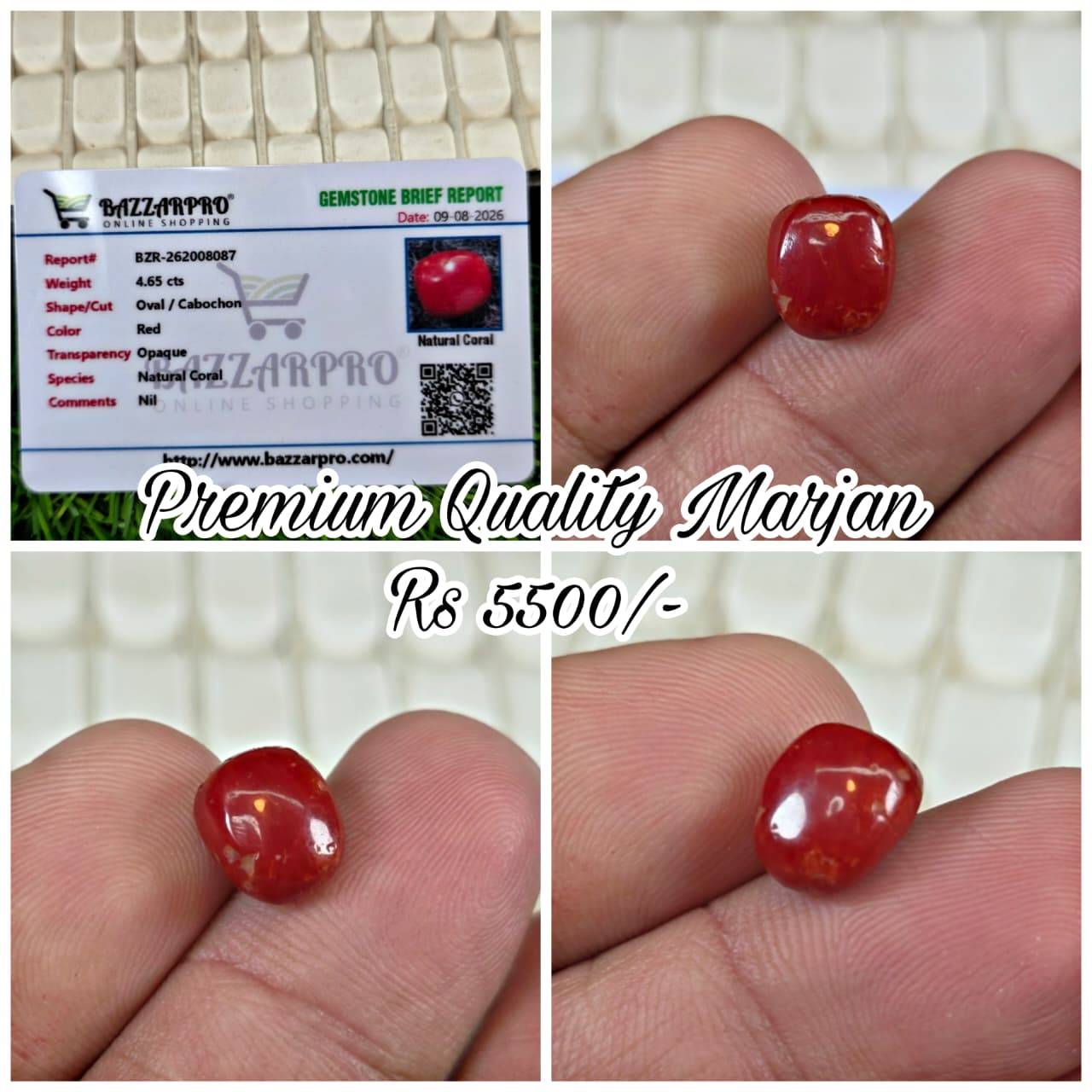 Premium Quality Marjan Stone With Lab Certificate