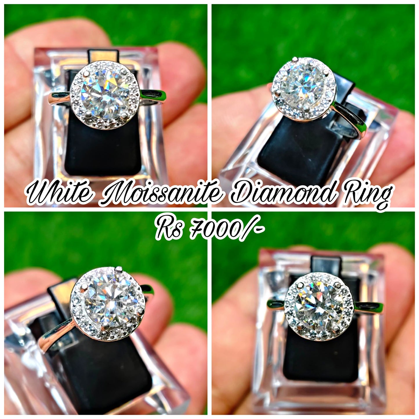 White Moissanite Diamond Ring