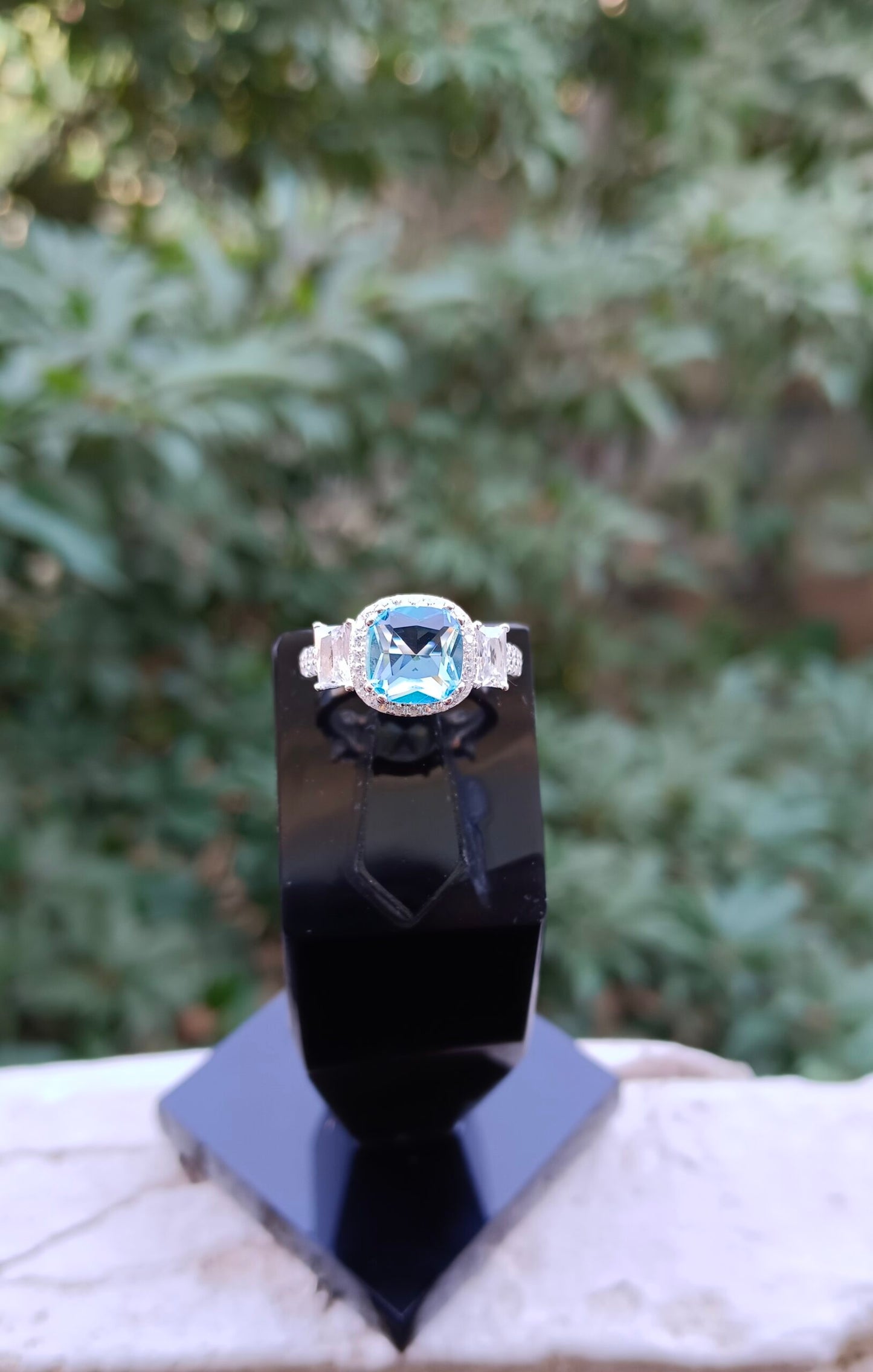 Aqua Color Zircon Ladies Ring