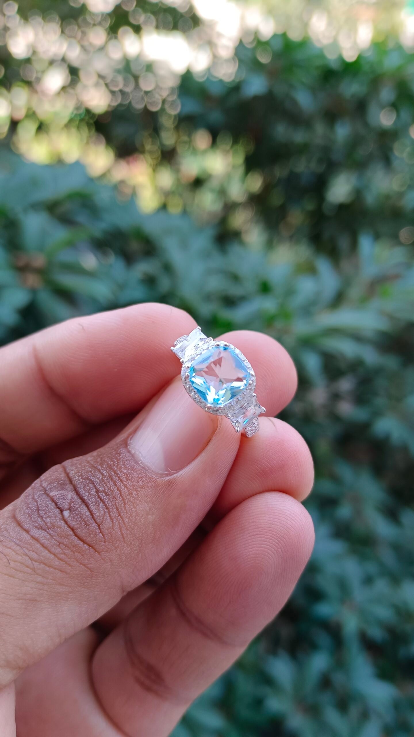 Aqua Color Zircon Ladies Ring