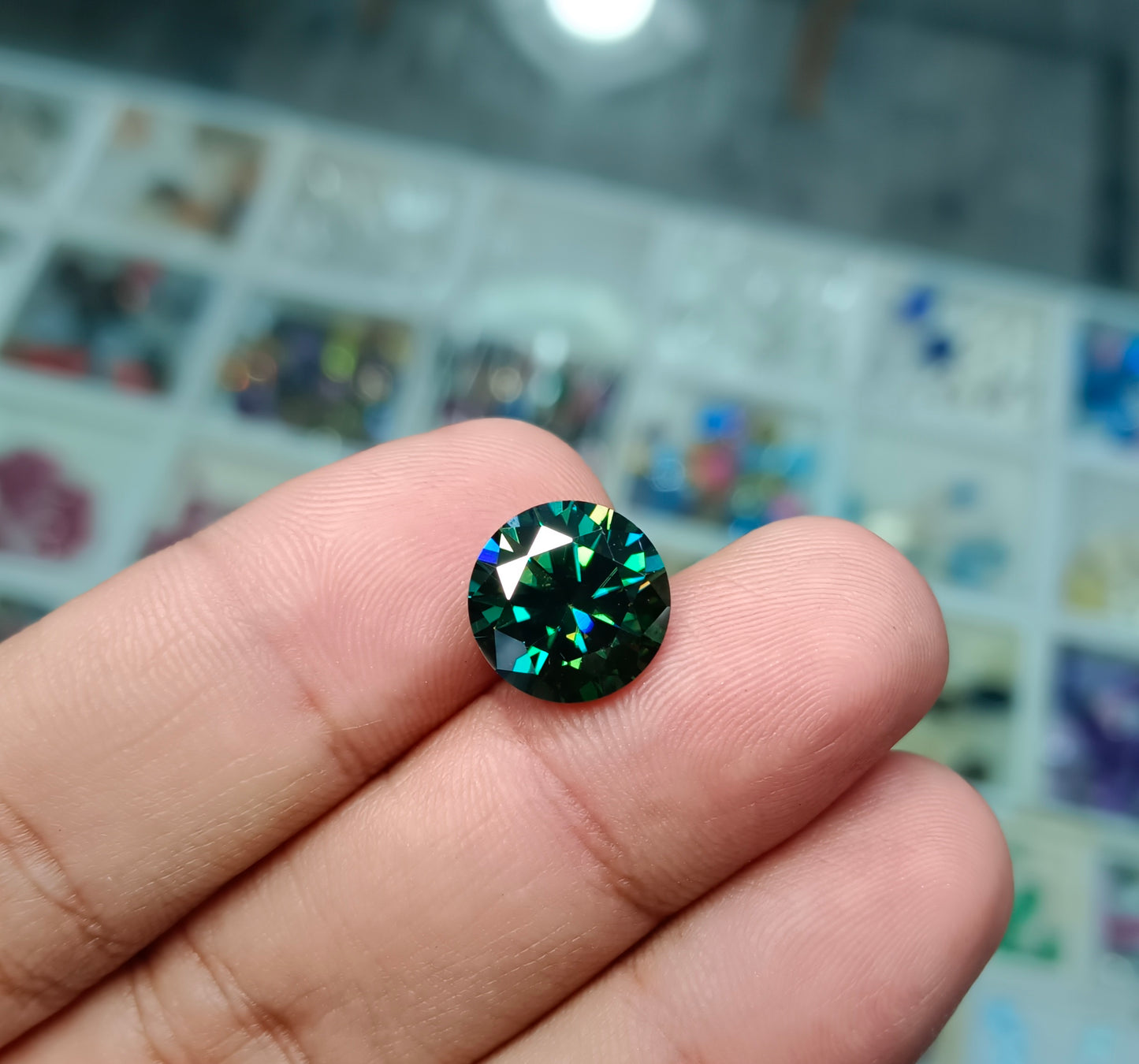 Dark Green Moissanite Diamond 9 CRT