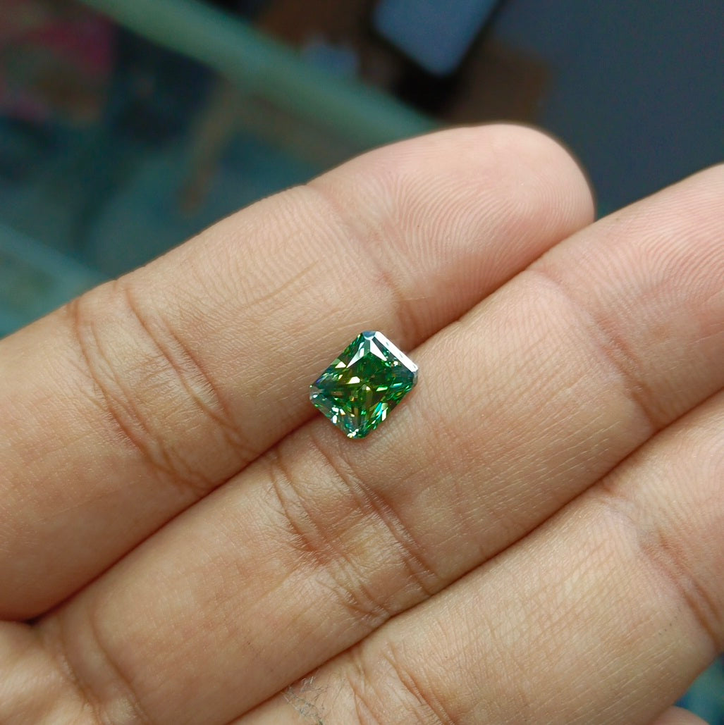Emerald Cut Green Moissanite 2.80 CRT