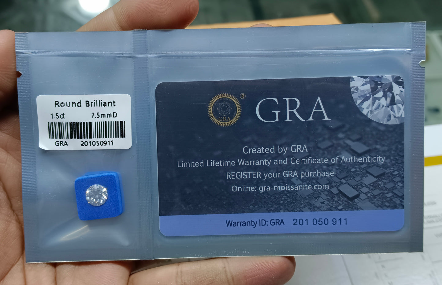 Moissanite Diamond 1.5 CRT (GRA Certified)