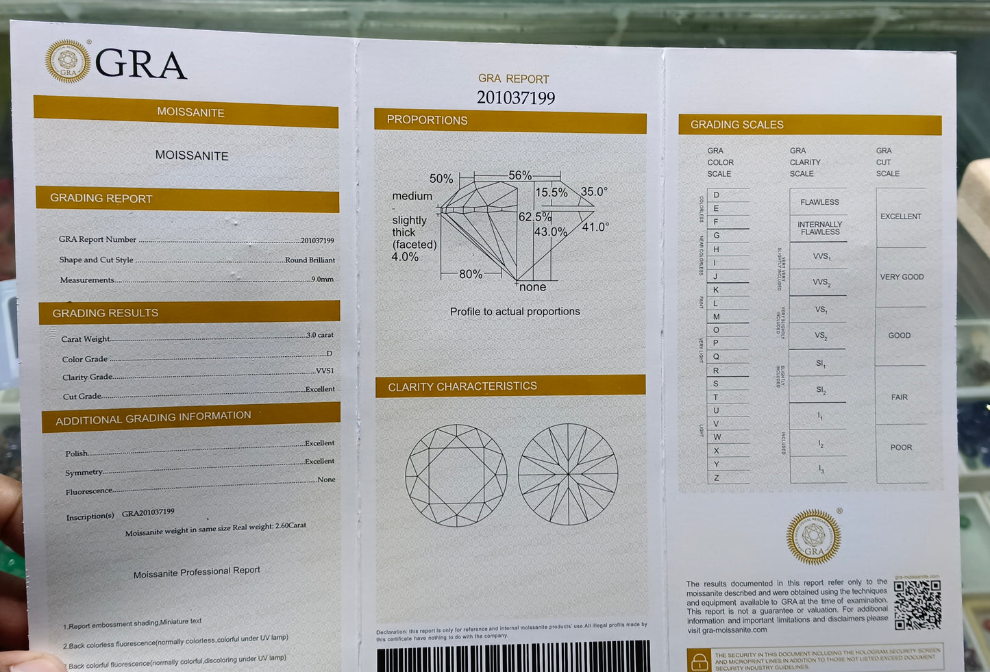 Moissanite Diamond 3 CRT (GRA Certified)