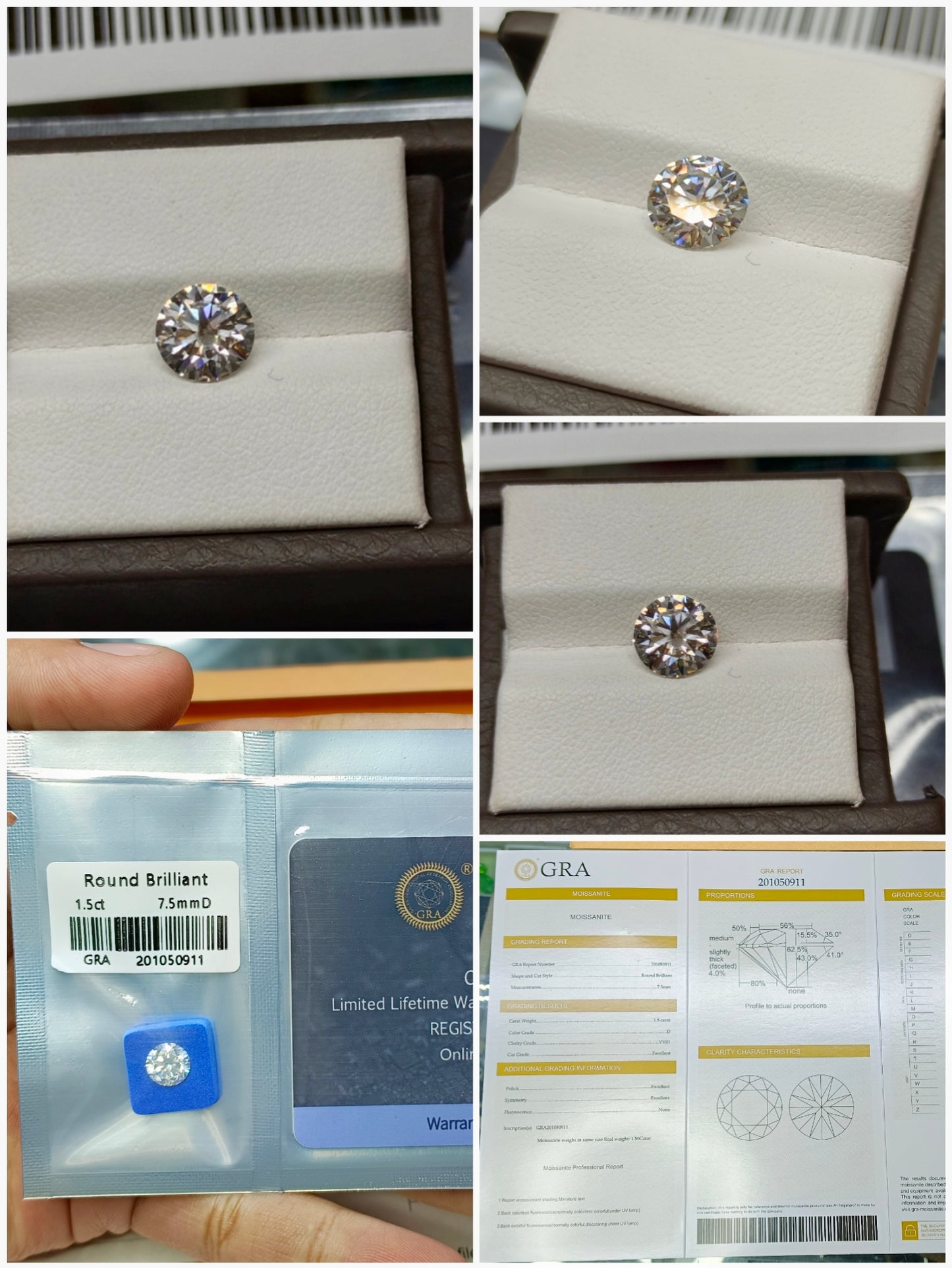 Moissanite Diamond 1.5 CRT (GRA Certified)