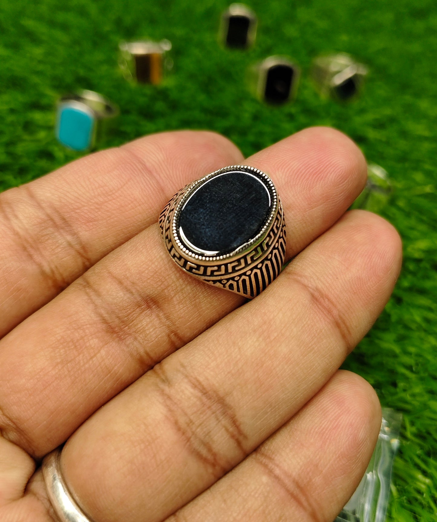Turkish Ring - Black Aqeeq