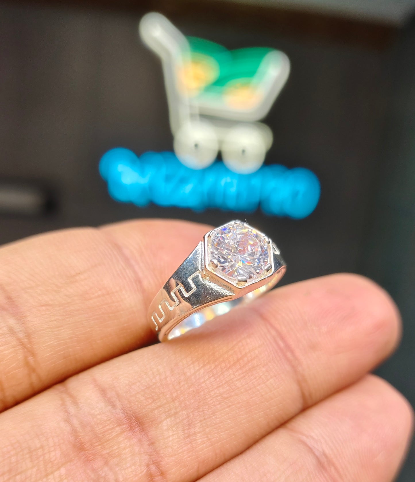Natural Cubic Zirconia Ring