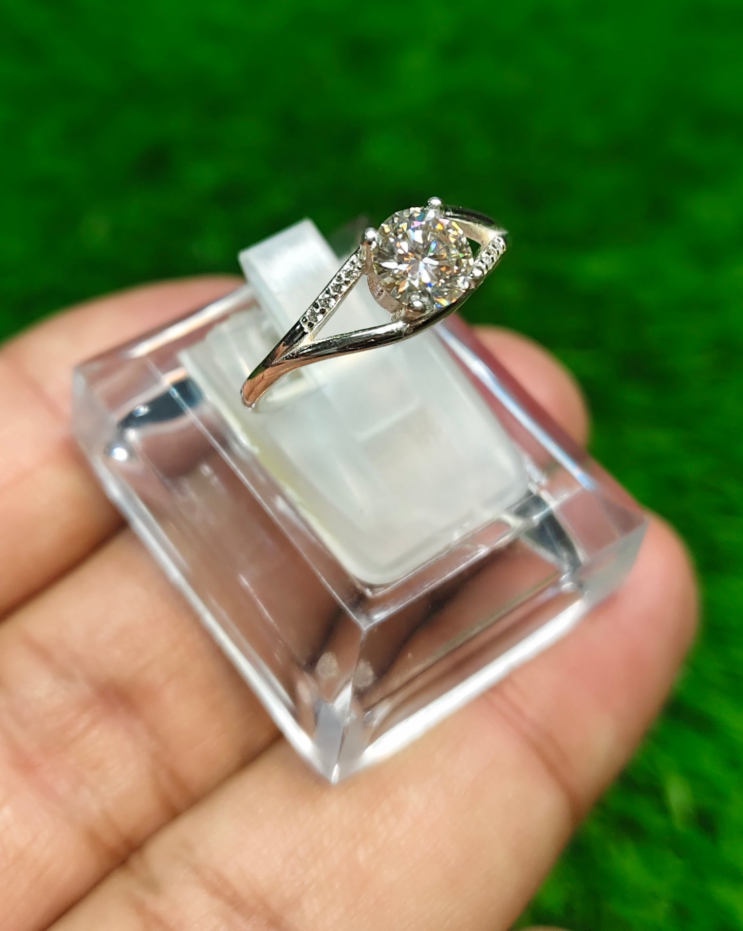 Natural White Moissanite Diamond Ring