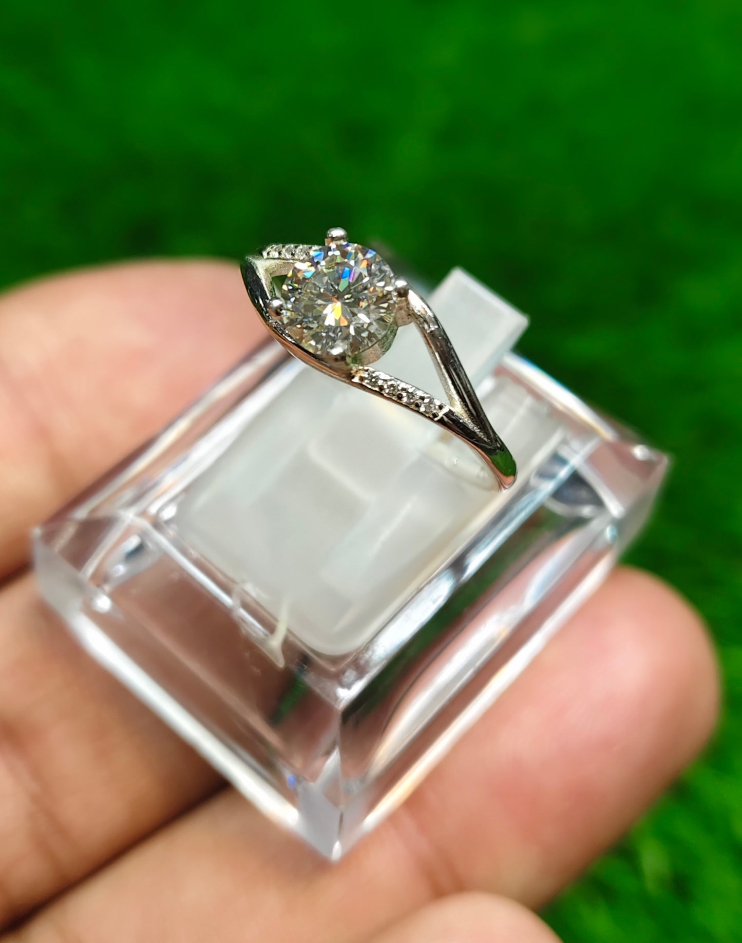 Natural White Moissanite Diamond Ring