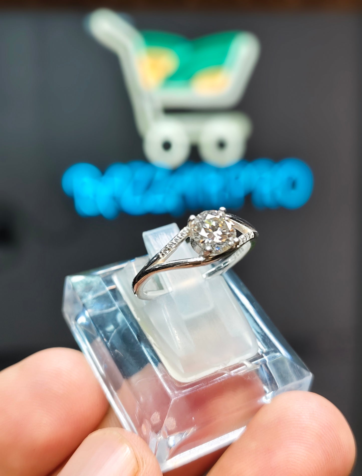 Natural White Moissanite Diamond Ring