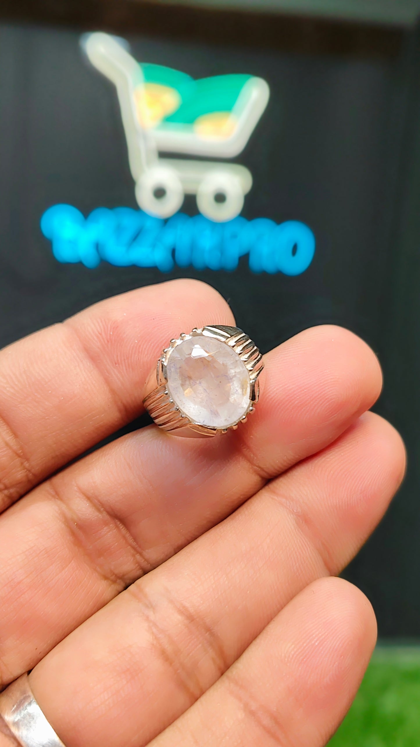 White Pukhraj Ring