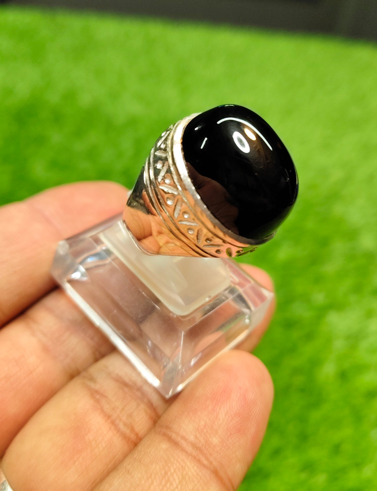 Black Yamni Aqeeq Ring