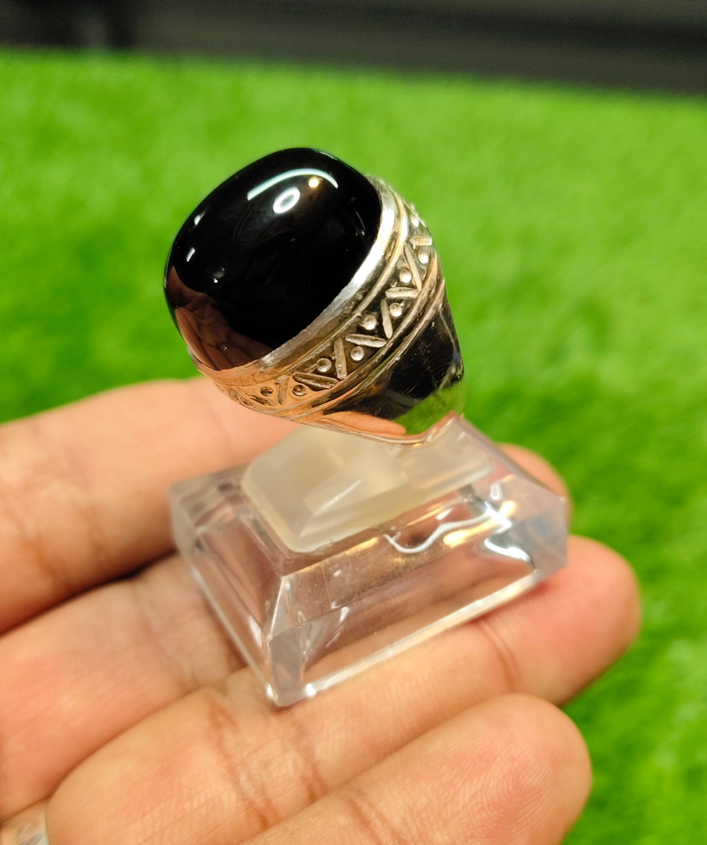 Black Yamni Aqeeq Ring