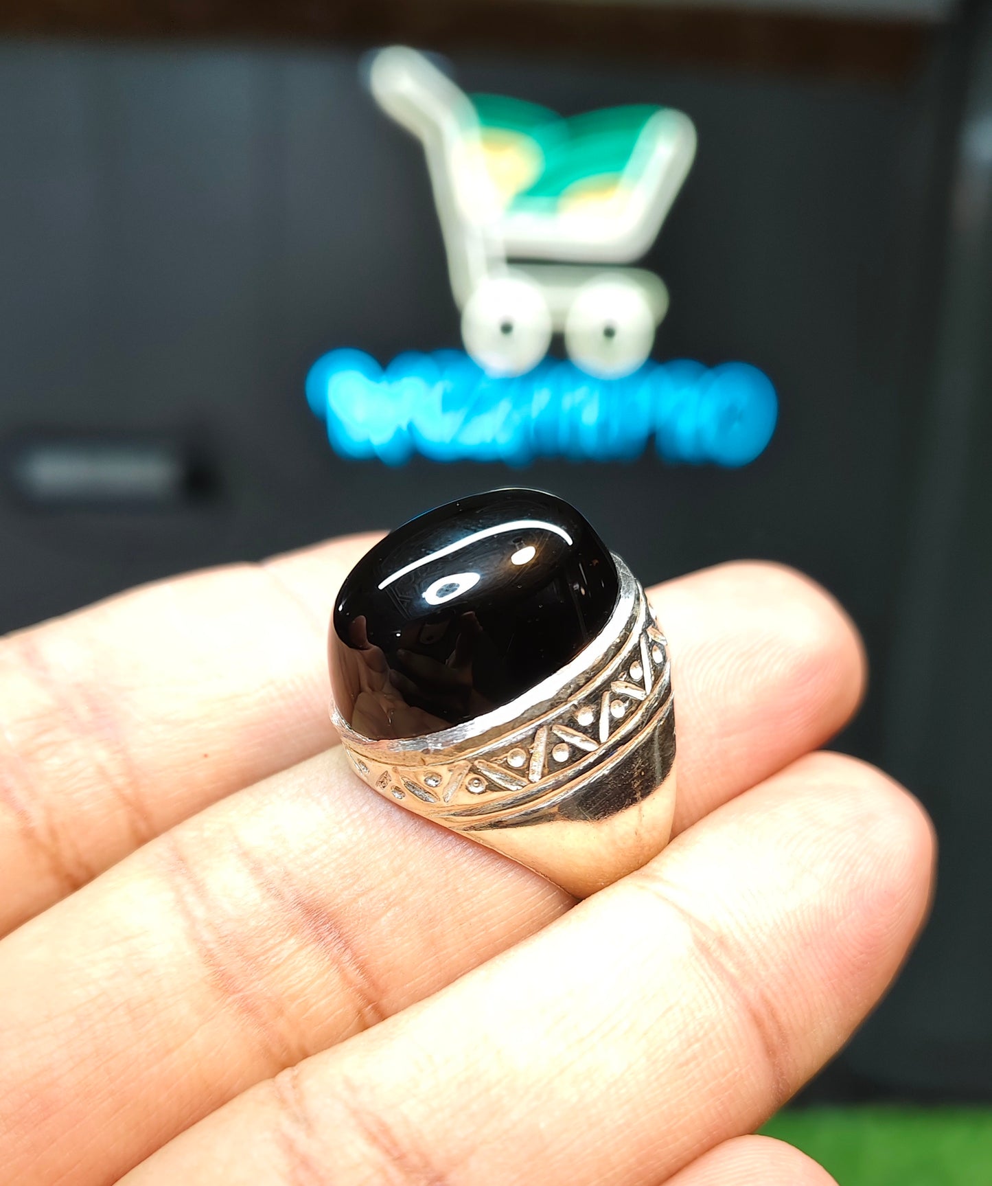 Black Yamni Aqeeq Ring