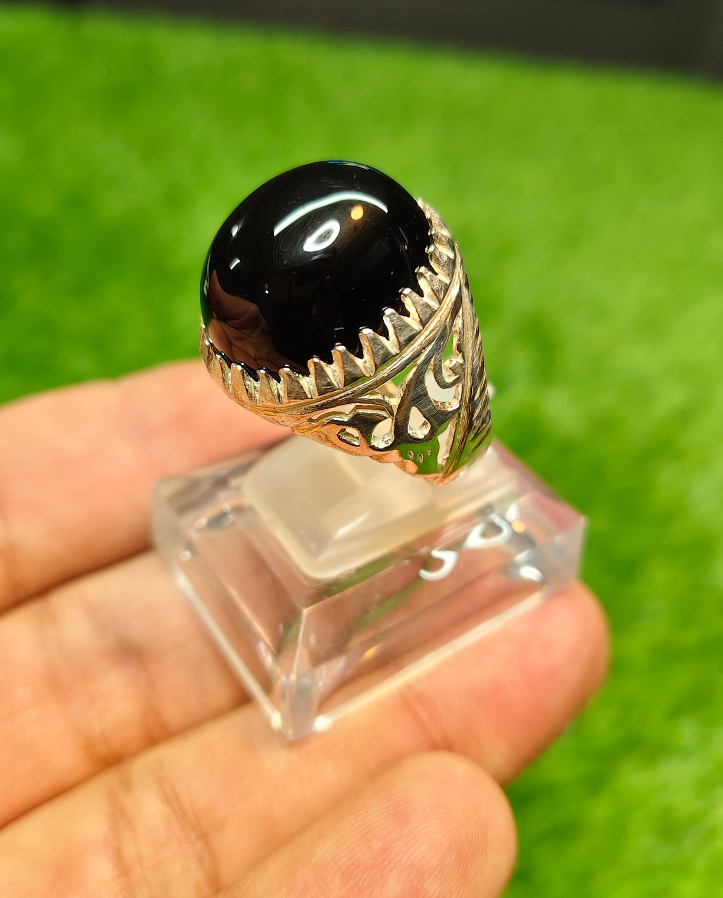 Black Yamni Aqeeq Ring