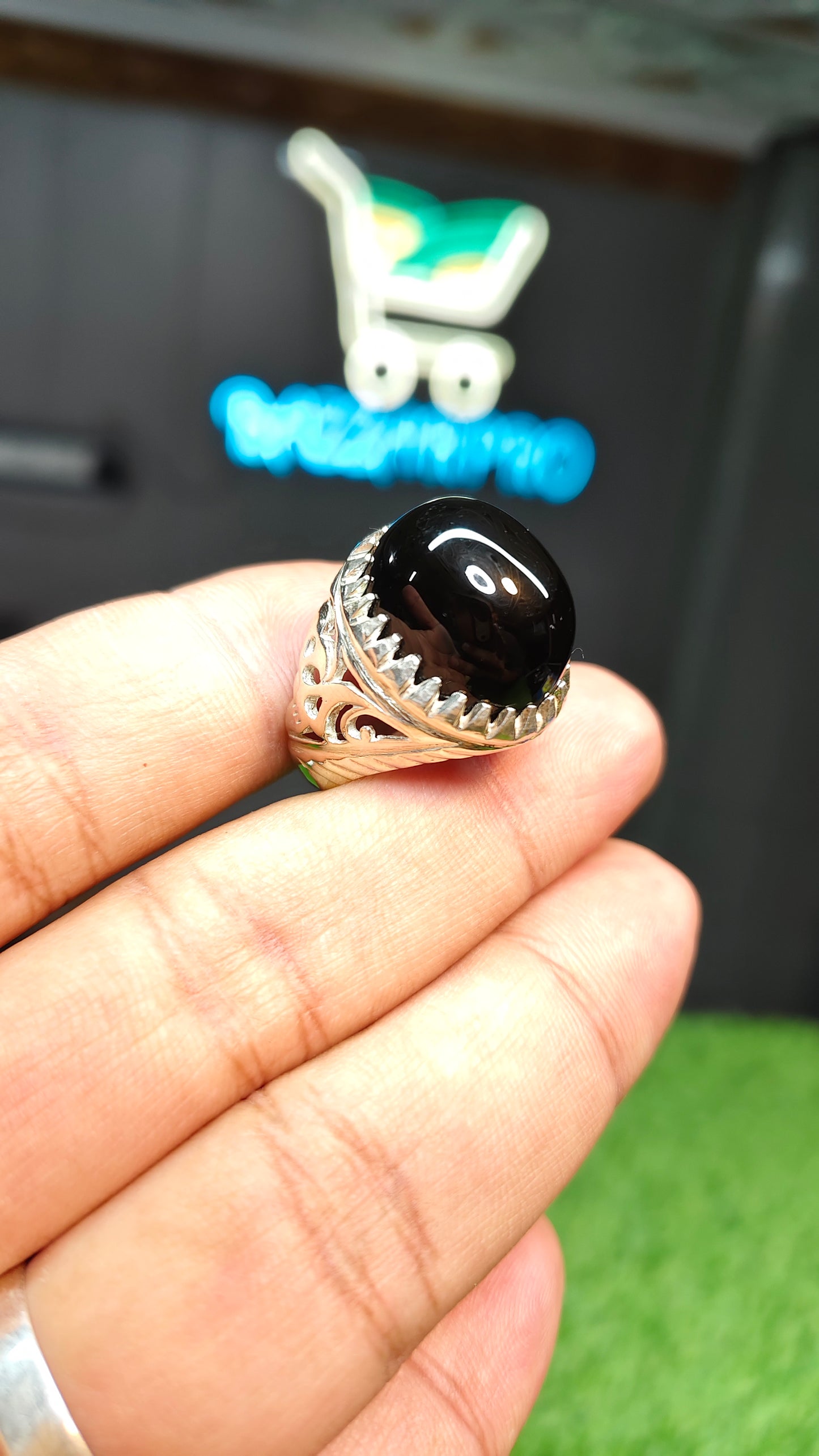 Black Yamni Aqeeq Ring