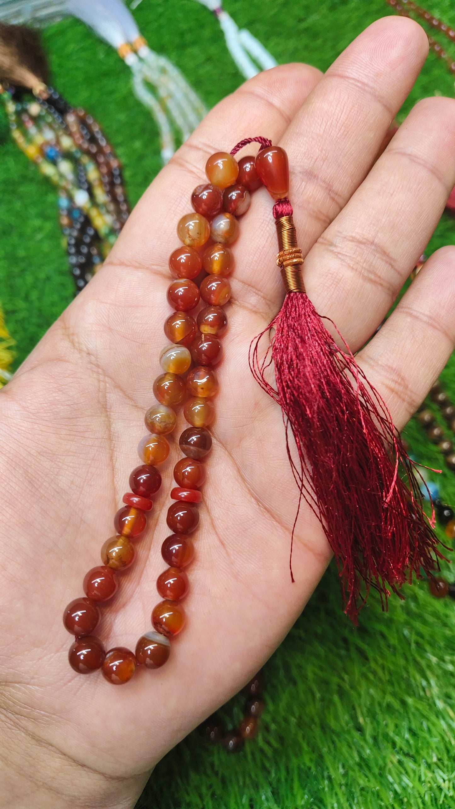 Agate (Aqeeqs) tasbeeh/tasbih - original stone tasbeeh 8mm 33 beads