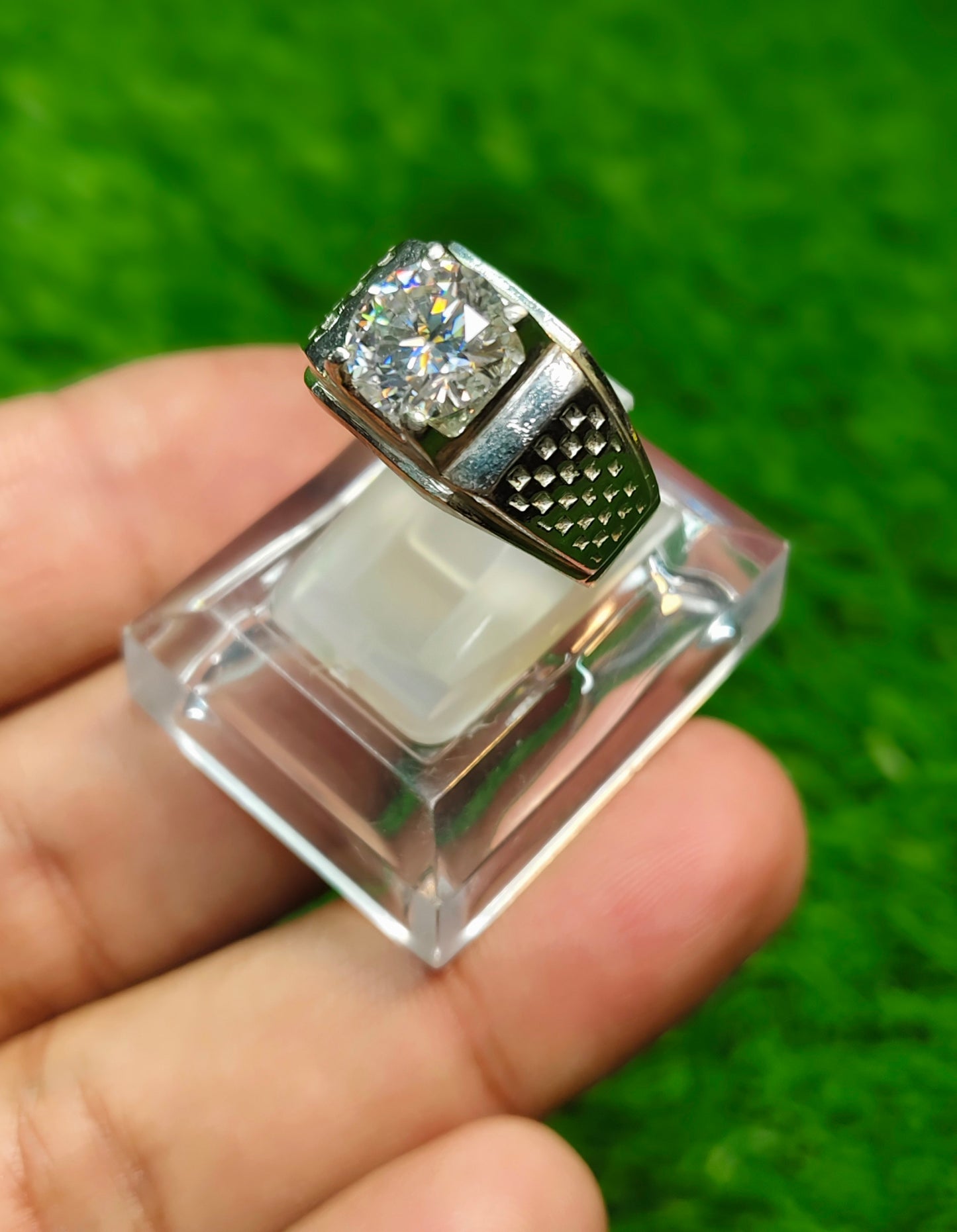 White Moissanite Ring