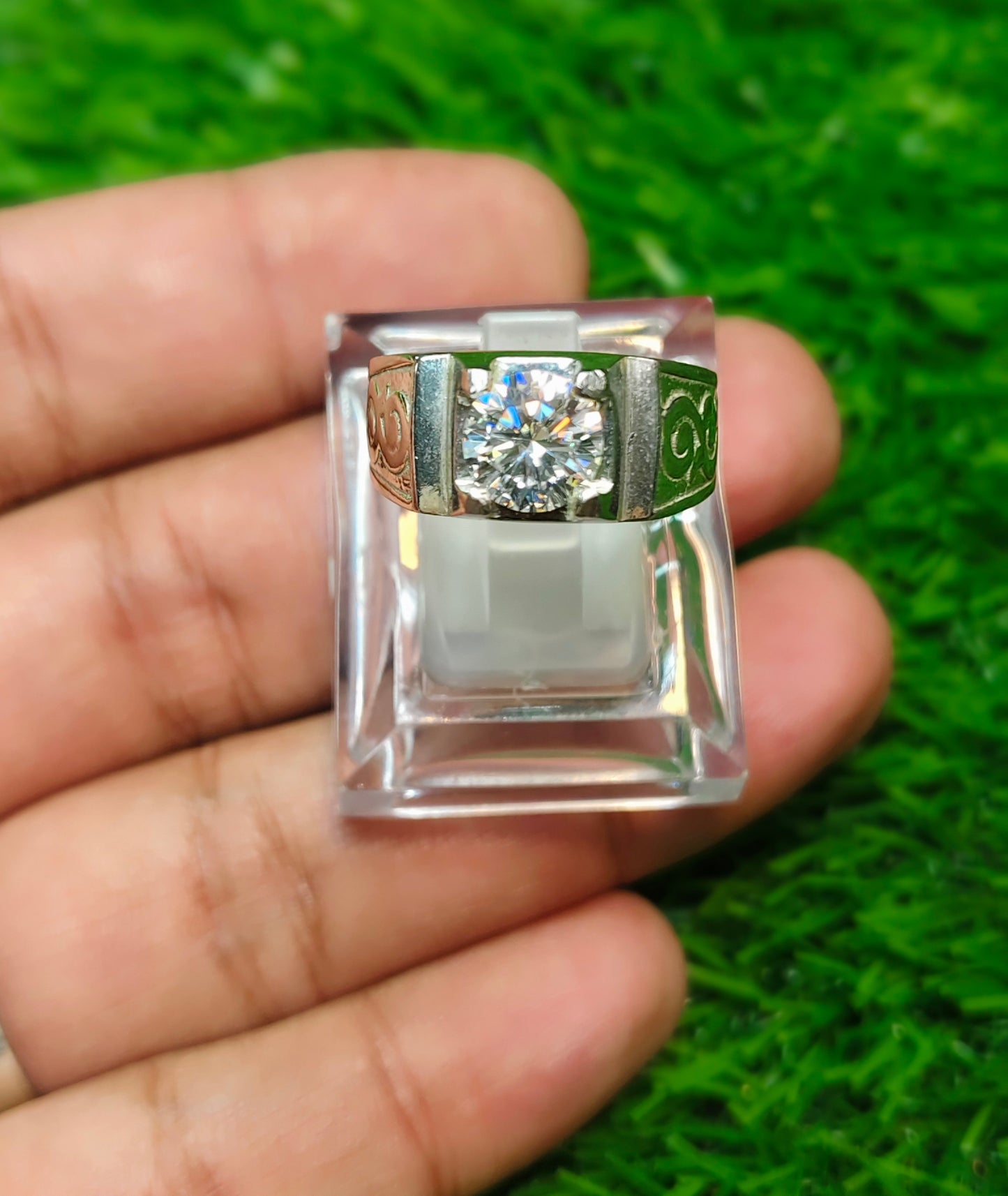 White Moissanite Ring